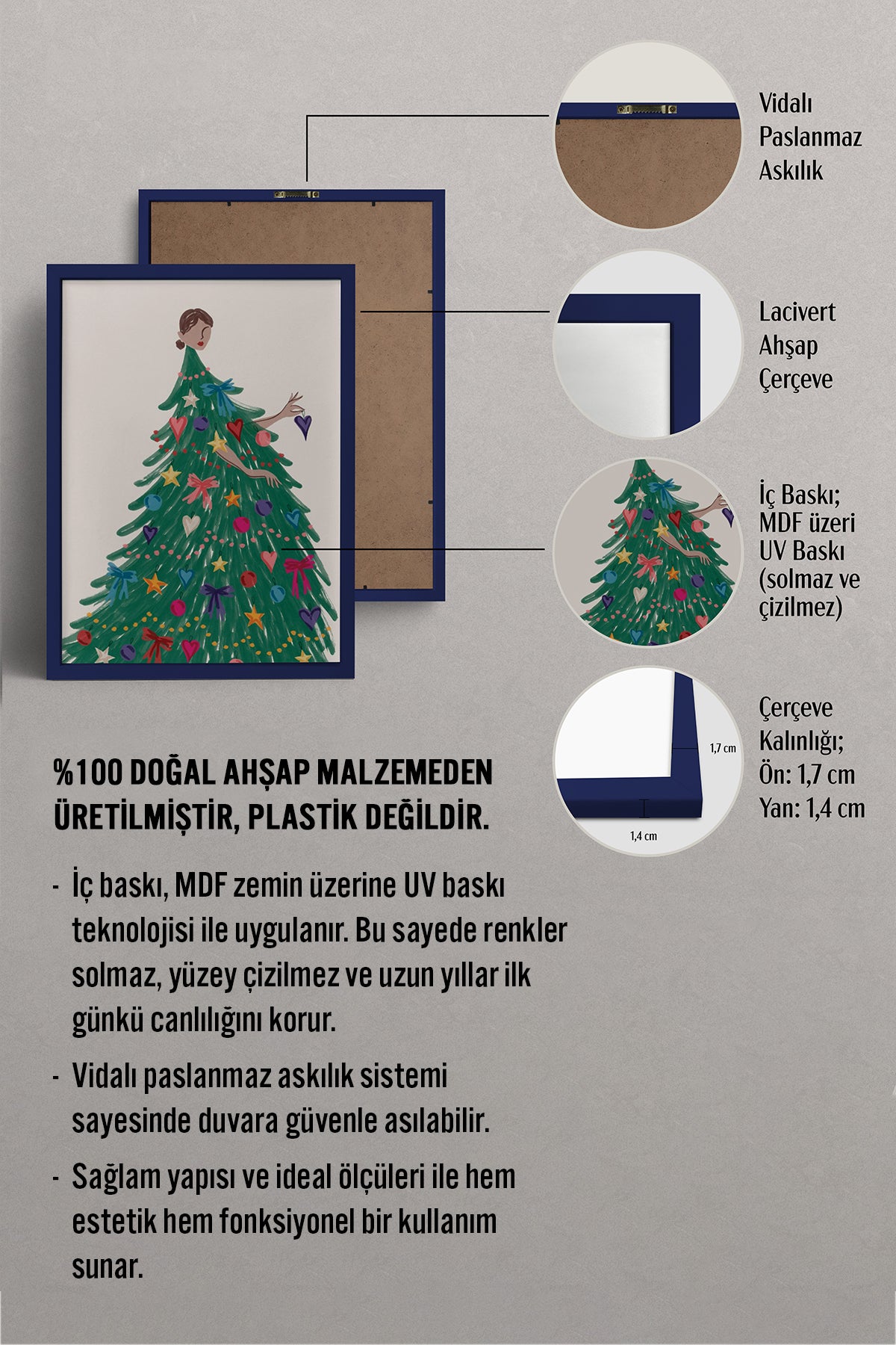 HOMEPACK Ahşap Çerçeveli Tablo Çerçeveli Poster Sanatsal Modern Duvar Dekoru BEK-8111