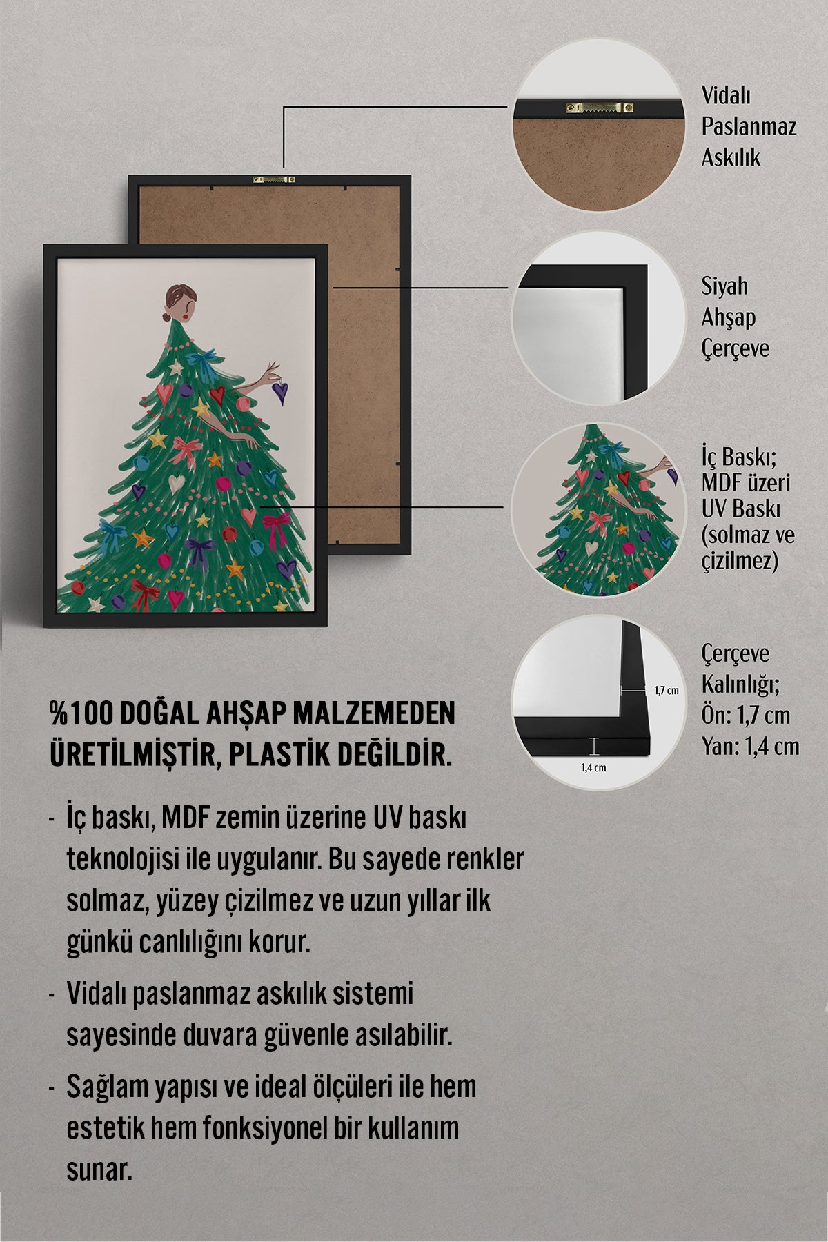 HOMEPACK Ahşap Çerçeveli Tablo Çerçeveli Poster Sanatsal Modern Duvar Dekoru BEK-8111