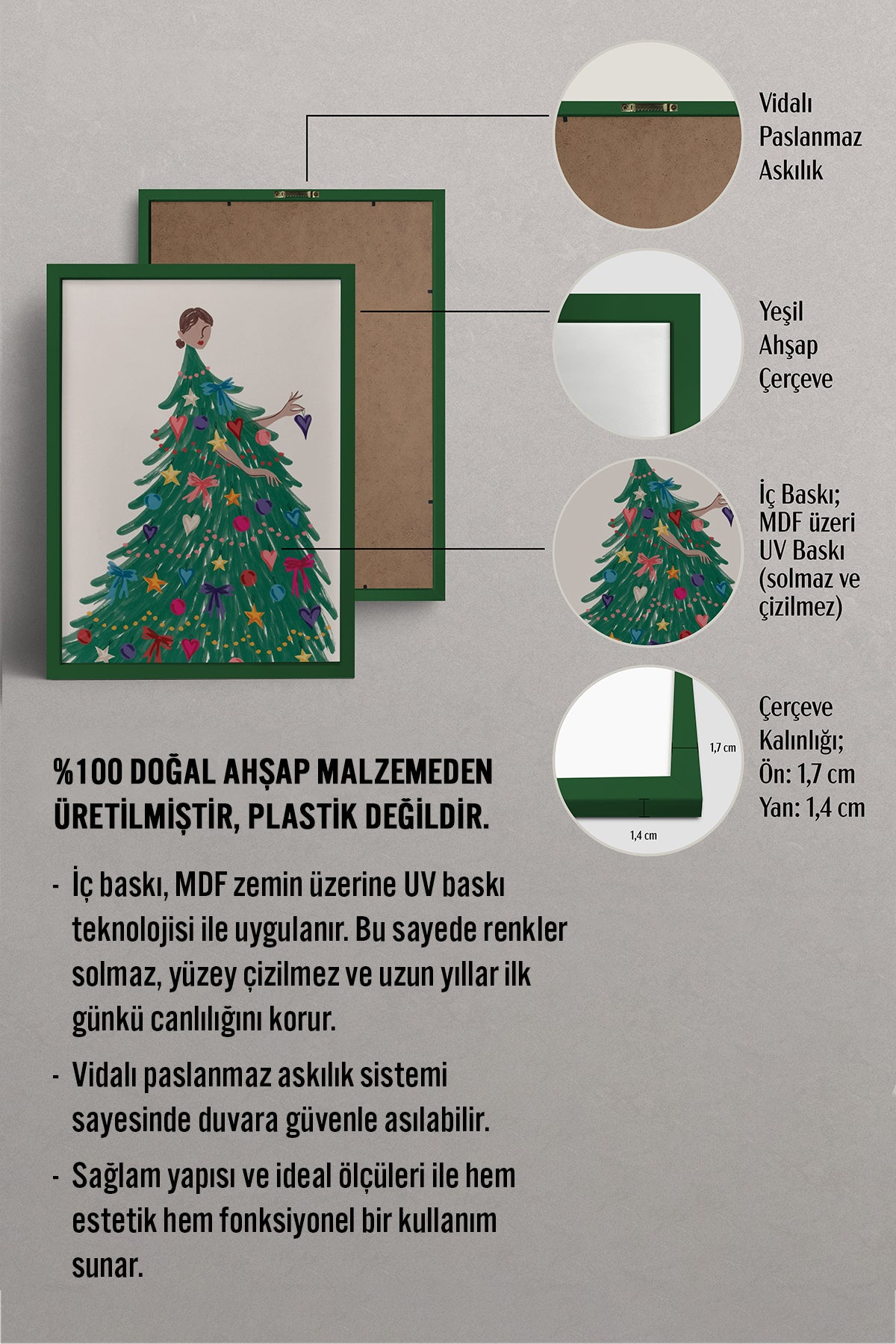 HOMEPACK Ahşap Çerçeveli Tablo Çerçeveli Poster Sanatsal Modern Duvar Dekoru BEK-8111