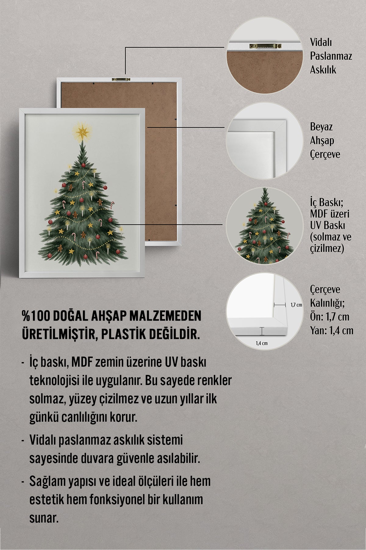 HOMEPACK Ahşap Çerçeveli Tablo Çerçeveli Poster Sanatsal Modern Duvar Dekoru BEK-8112