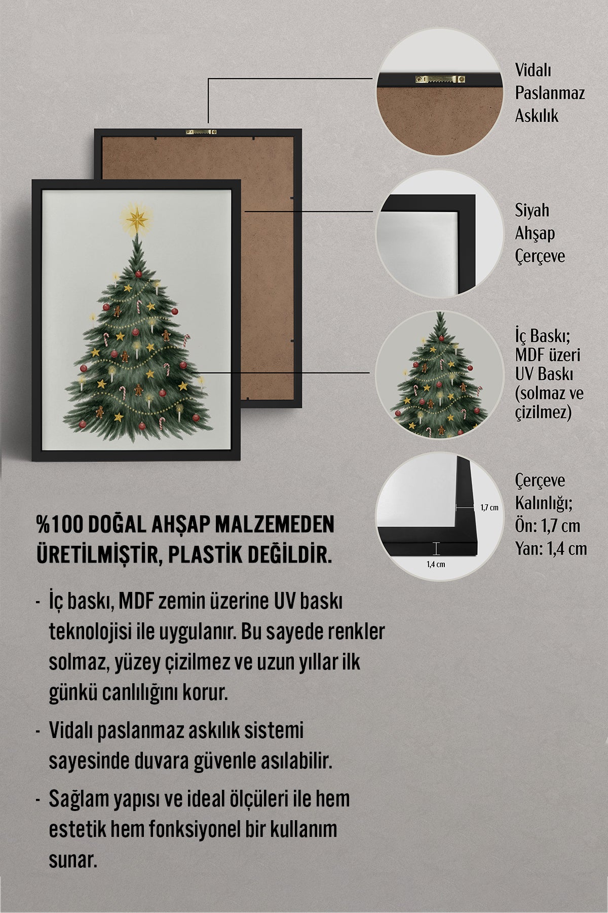 HOMEPACK Ahşap Çerçeveli Tablo Çerçeveli Poster Sanatsal Modern Duvar Dekoru BEK-8112