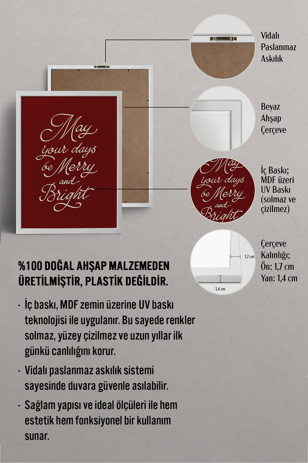 HOMEPACK Ahşap Çerçeveli Tablo Çerçeveli Poster Sanatsal Modern Duvar Dekoru BEK-8113
