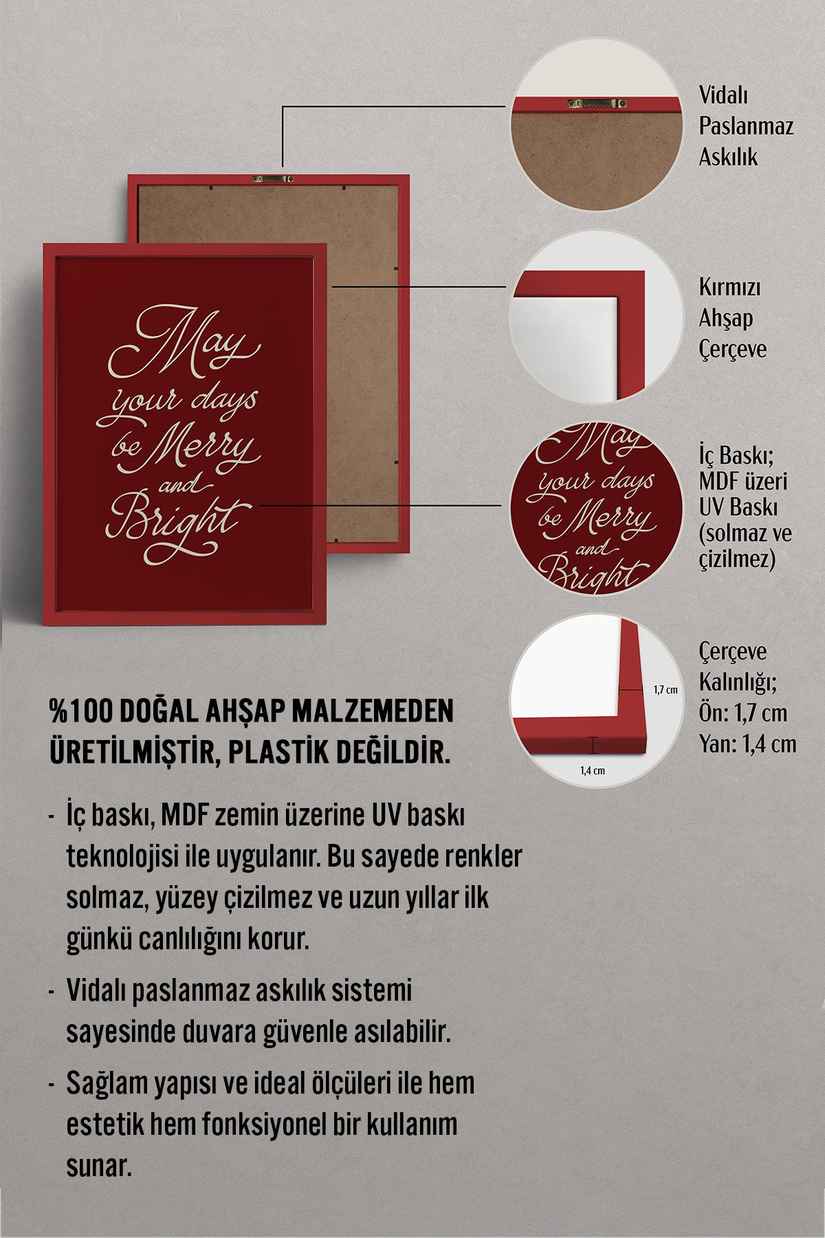 HOMEPACK Ahşap Çerçeveli Tablo Çerçeveli Poster Sanatsal Modern Duvar Dekoru BEK-8113