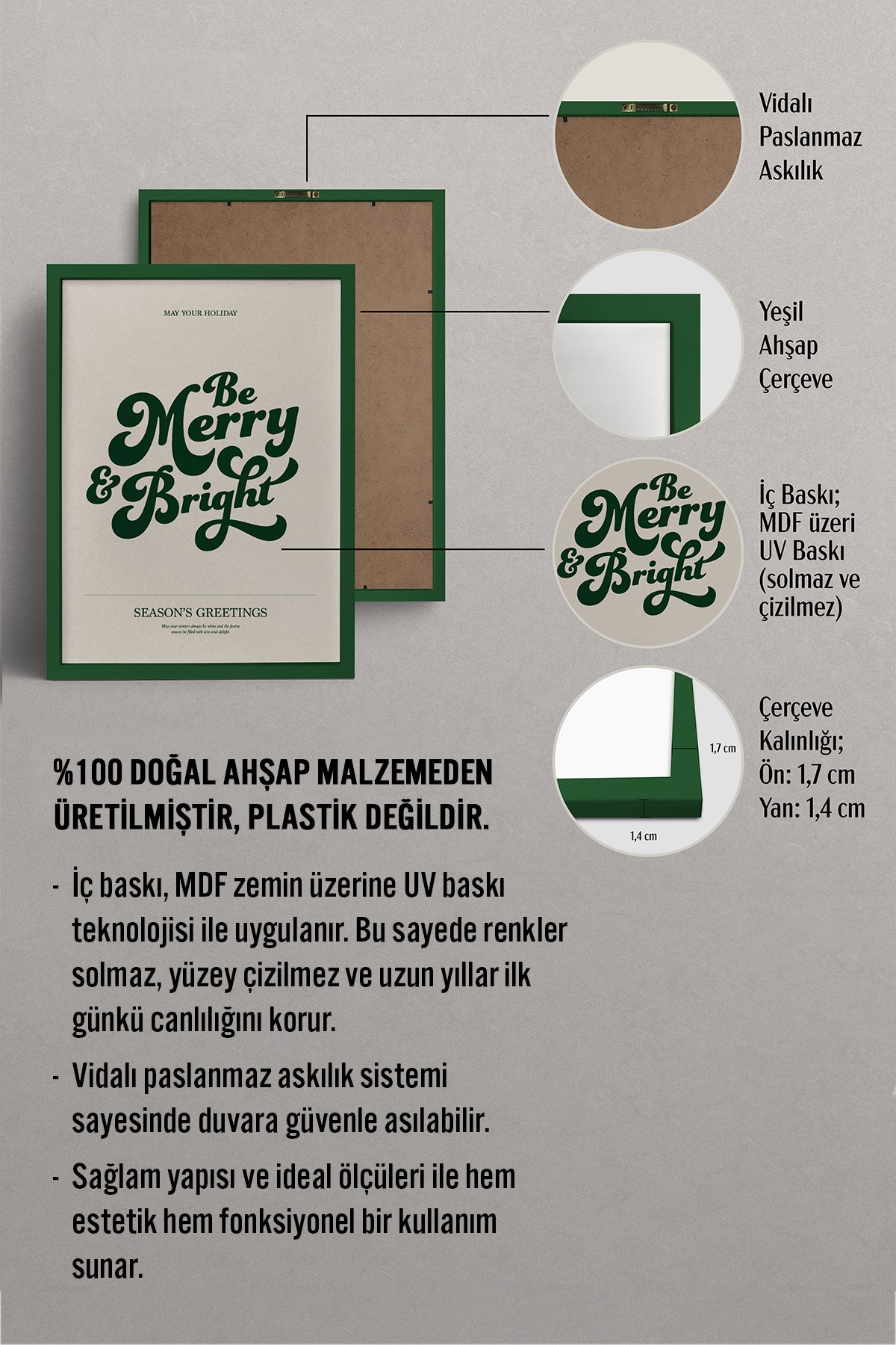 HOMEPACK Ahşap Çerçeveli Tablo Çerçeveli Poster Sanatsal Modern Duvar Dekoru BEK-8114