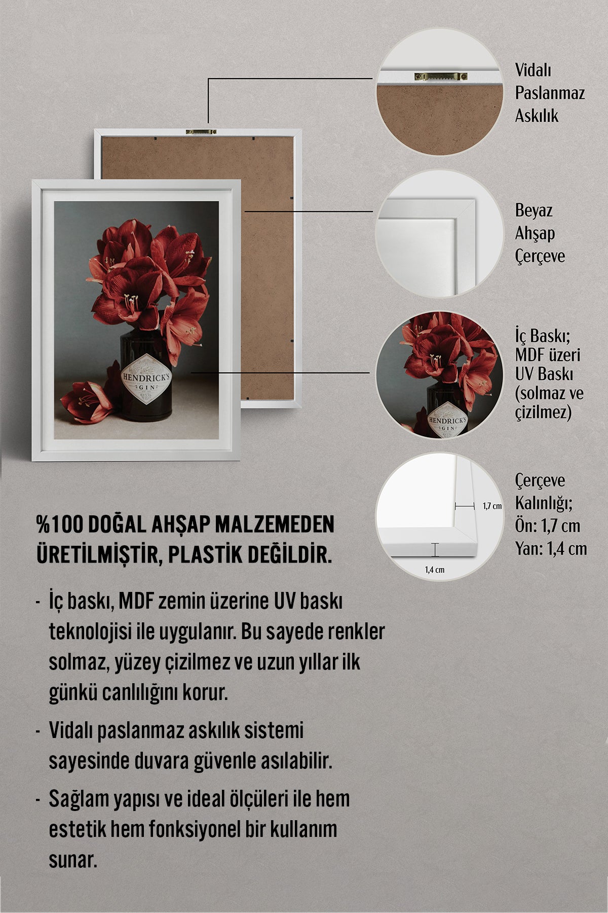 HOMEPACK Ahşap Çerçeveli Tablo Çerçeveli Poster Sanatsal Modern Duvar Dekoru BEK-8116