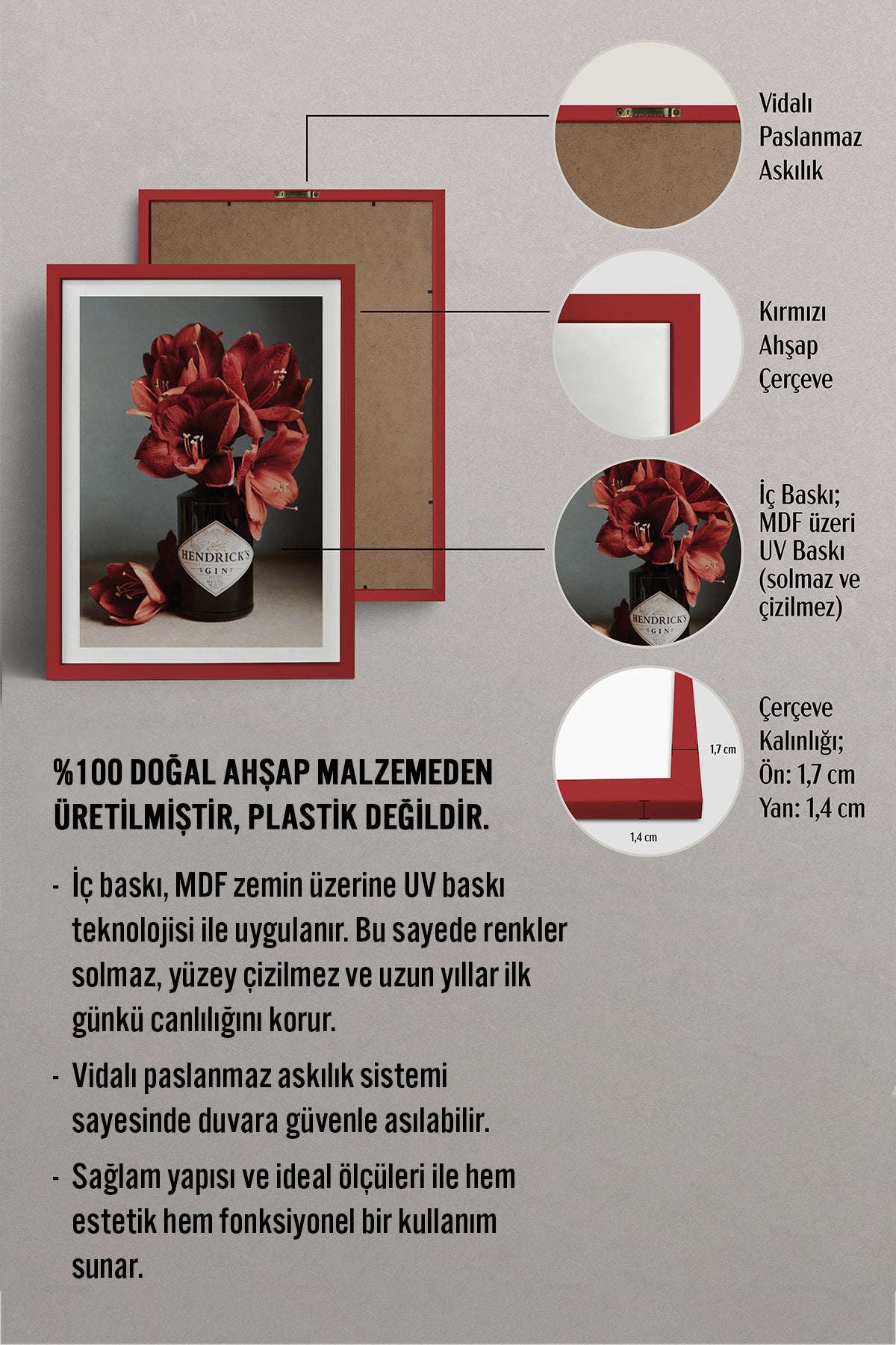 HOMEPACK Ahşap Çerçeveli Tablo Çerçeveli Poster Sanatsal Modern Duvar Dekoru BEK-8116