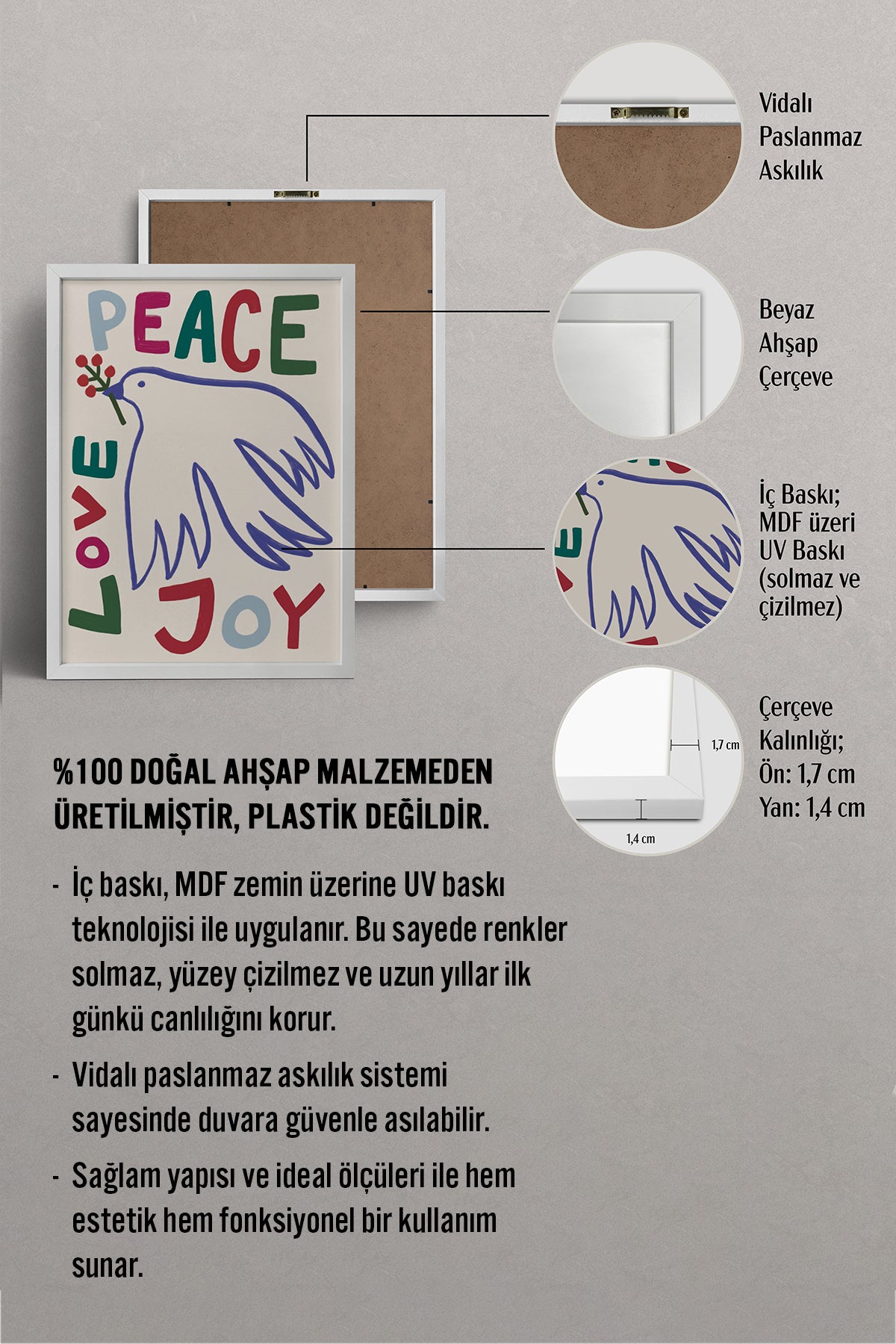 HOMEPACK Ahşap Çerçeveli Tablo Çerçeveli Poster Sanatsal Modern Duvar Dekoru BEK-8117