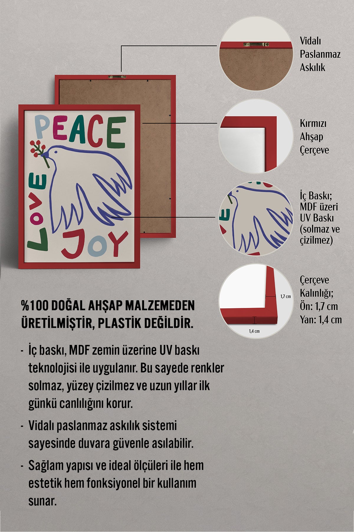 HOMEPACK Ahşap Çerçeveli Tablo Çerçeveli Poster Sanatsal Modern Duvar Dekoru BEK-8117
