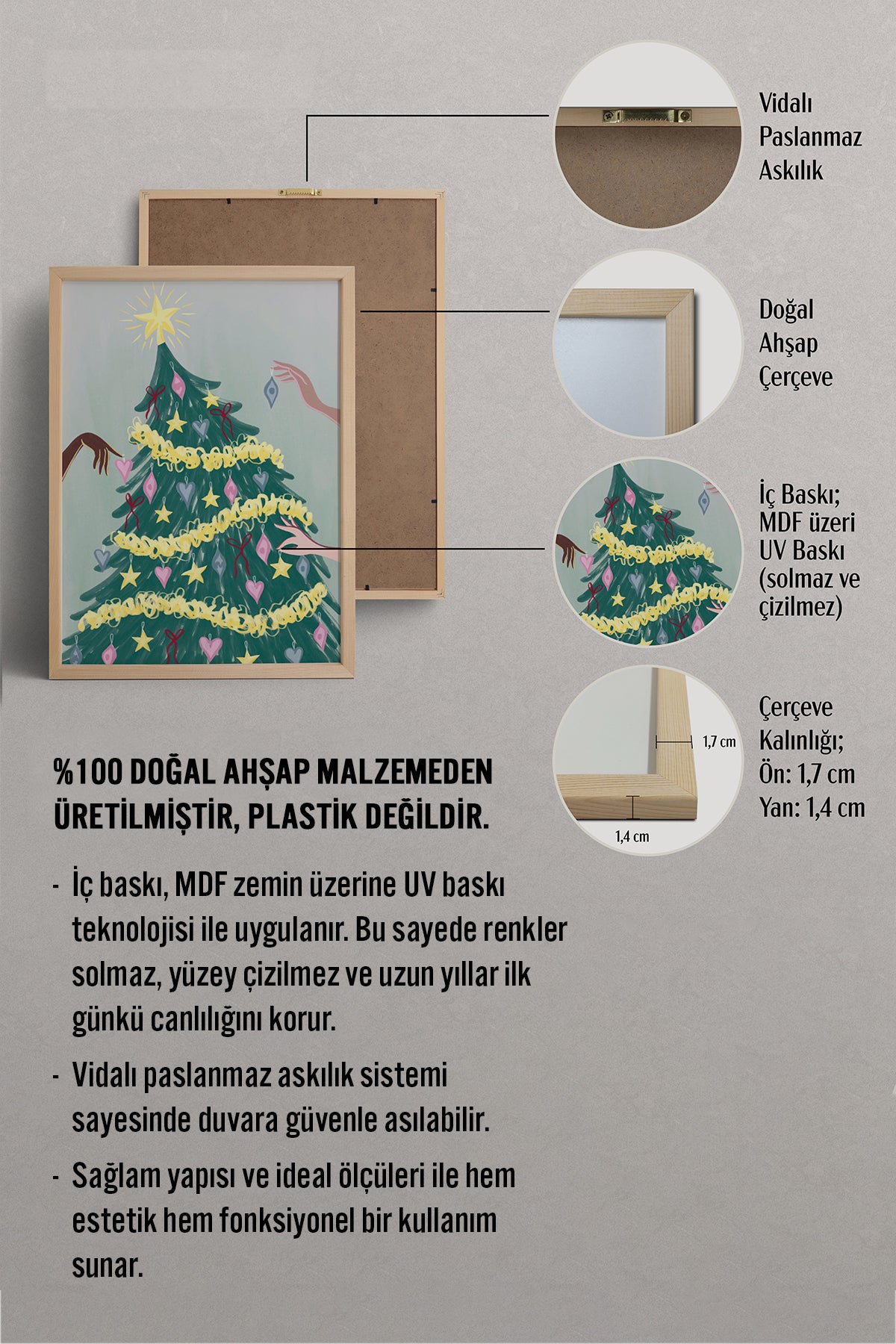 HOMEPACK Ahşap Çerçeveli Tablo Çerçeveli Poster Sanatsal Modern Duvar Dekoru BEK-8118