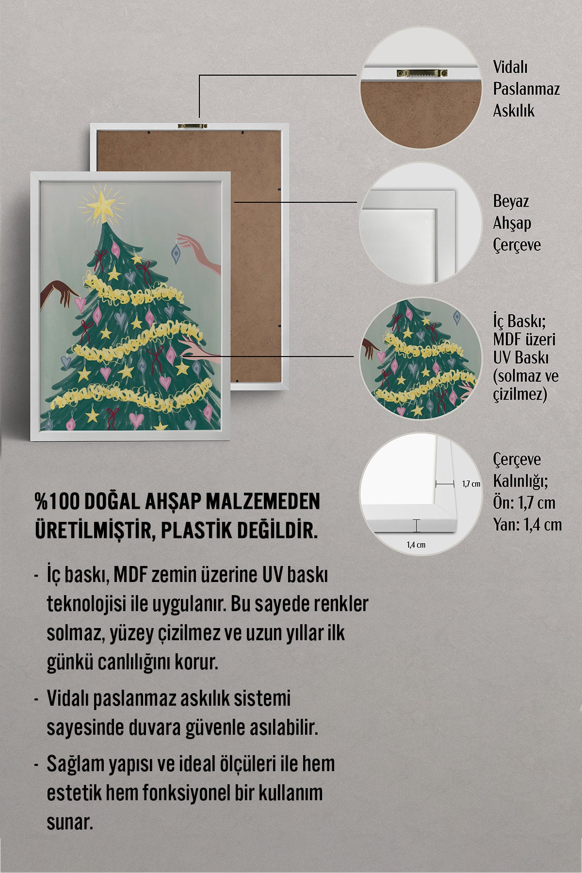 HOMEPACK Ahşap Çerçeveli Tablo Çerçeveli Poster Sanatsal Modern Duvar Dekoru BEK-8118