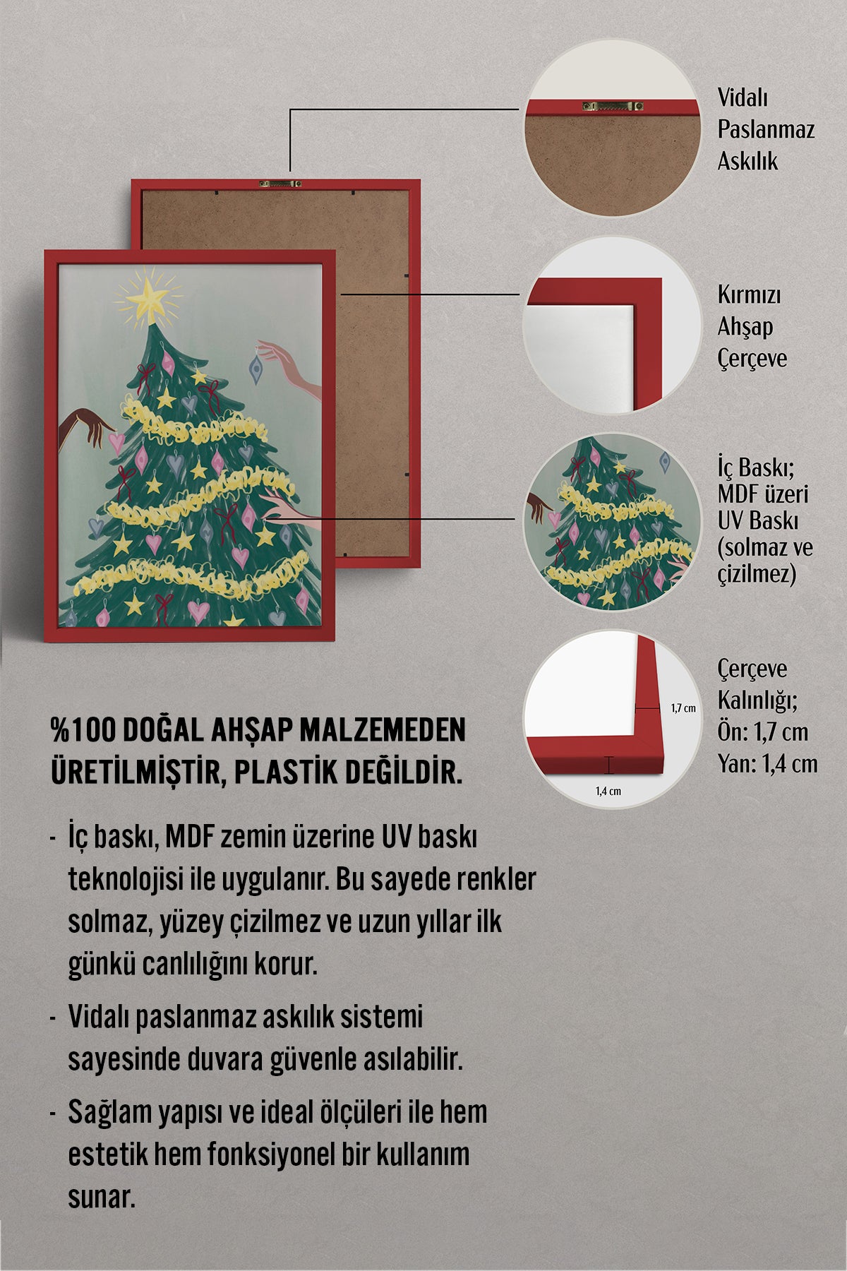 HOMEPACK Ahşap Çerçeveli Tablo Çerçeveli Poster Sanatsal Modern Duvar Dekoru BEK-8118
