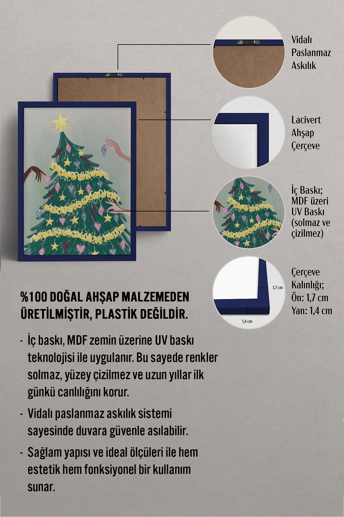 HOMEPACK Ahşap Çerçeveli Tablo Çerçeveli Poster Sanatsal Modern Duvar Dekoru BEK-8118