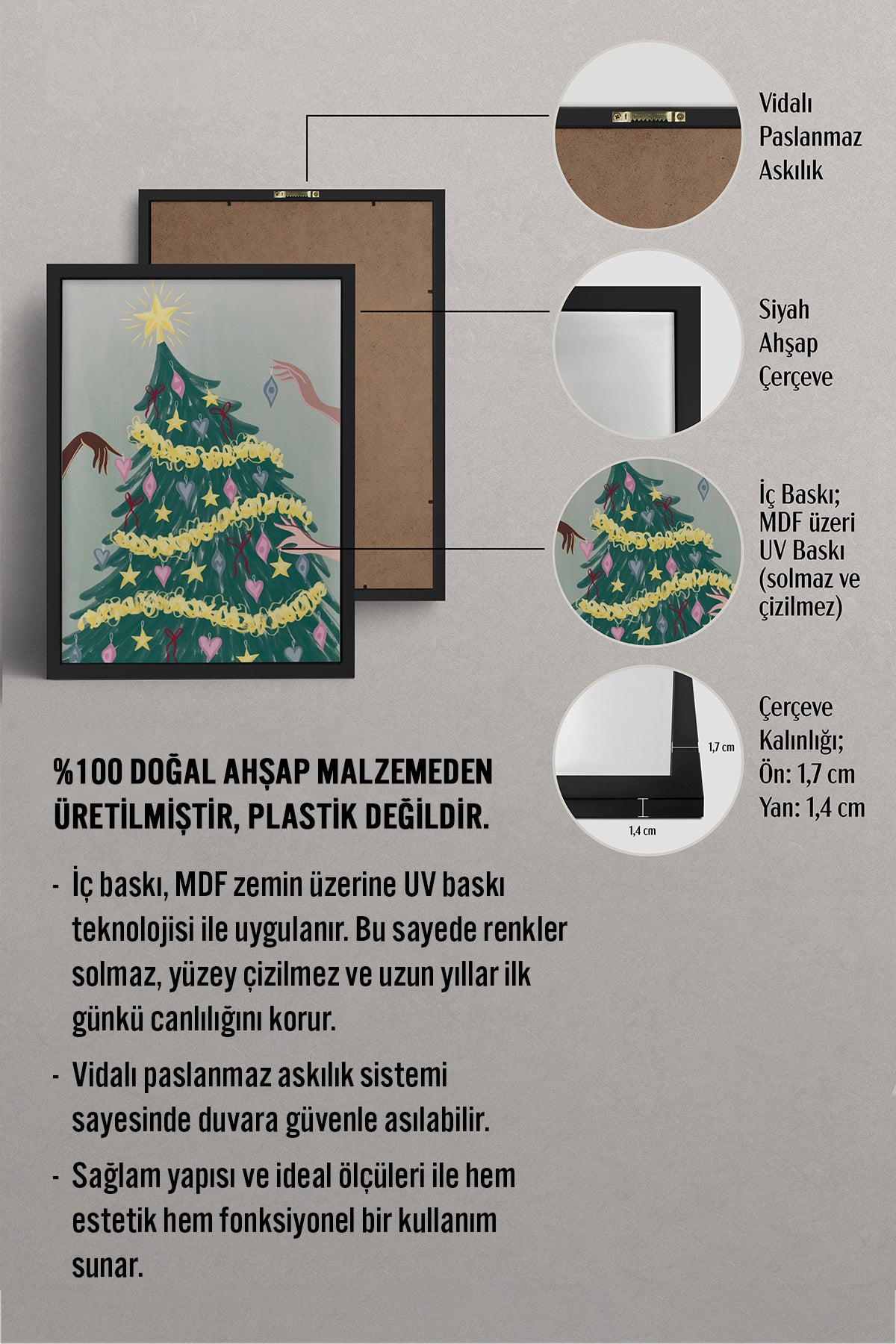 HOMEPACK Ahşap Çerçeveli Tablo Çerçeveli Poster Sanatsal Modern Duvar Dekoru BEK-8118