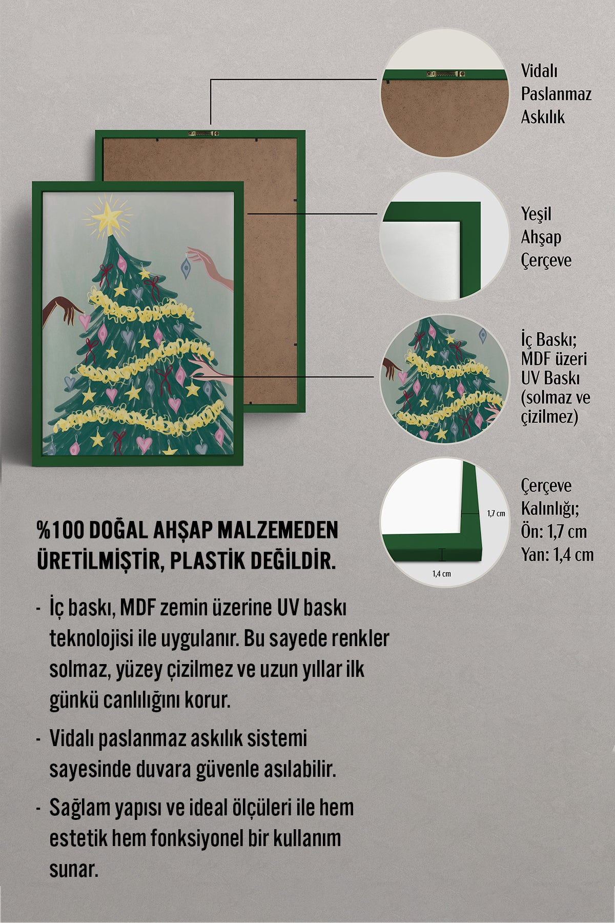 HOMEPACK Ahşap Çerçeveli Tablo Çerçeveli Poster Sanatsal Modern Duvar Dekoru BEK-8118