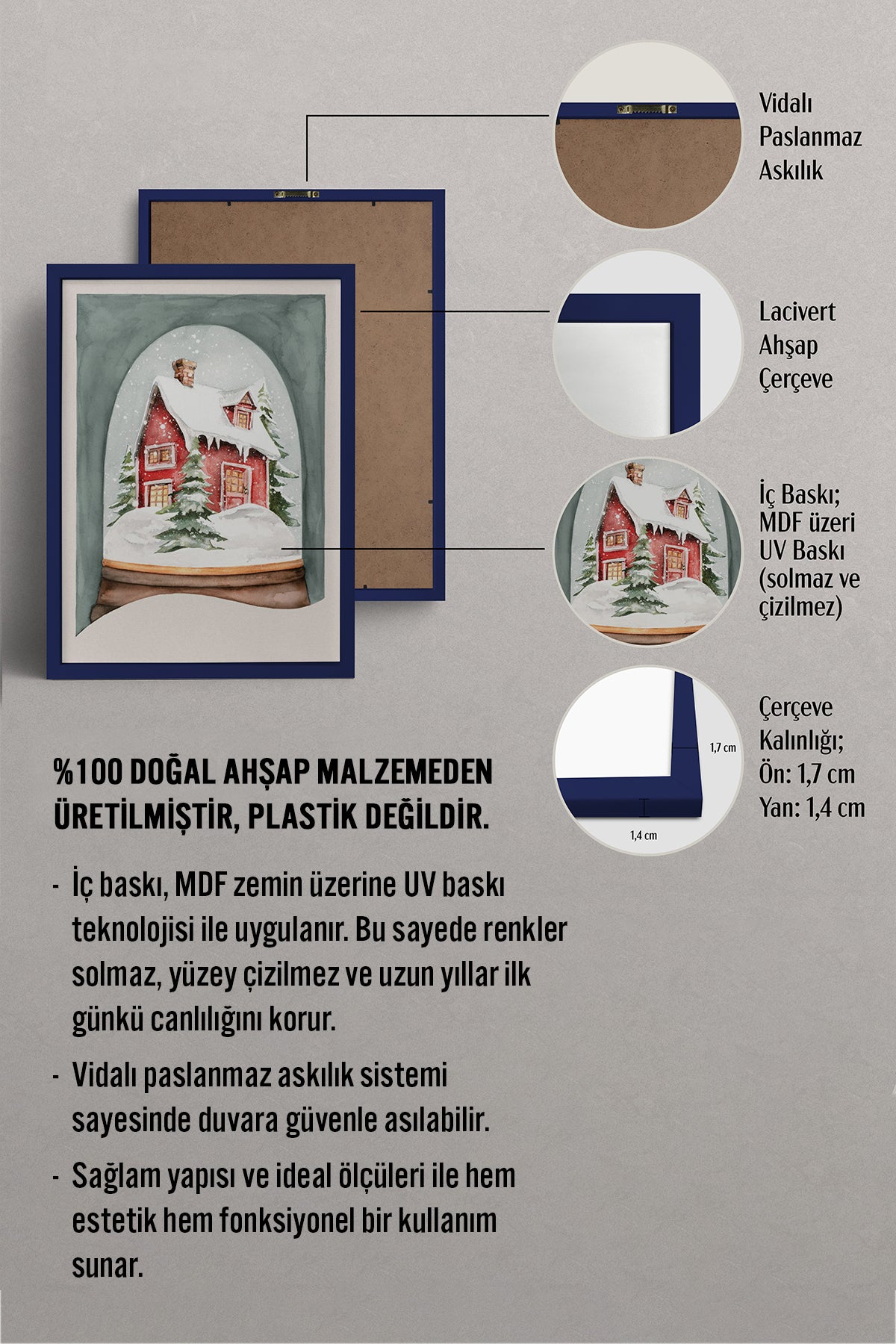 HOMEPACK Ahşap Çerçeveli Tablo Çerçeveli Poster Sanatsal Modern Duvar Dekoru BEK-8119