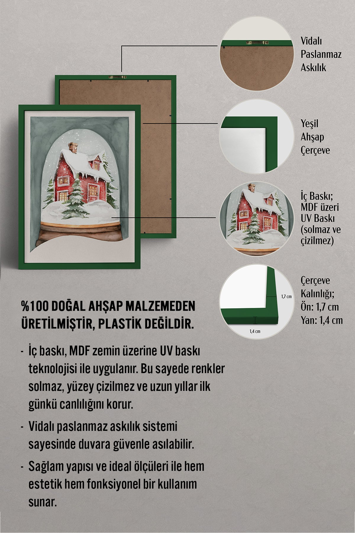 HOMEPACK Ahşap Çerçeveli Tablo Çerçeveli Poster Sanatsal Modern Duvar Dekoru BEK-8119