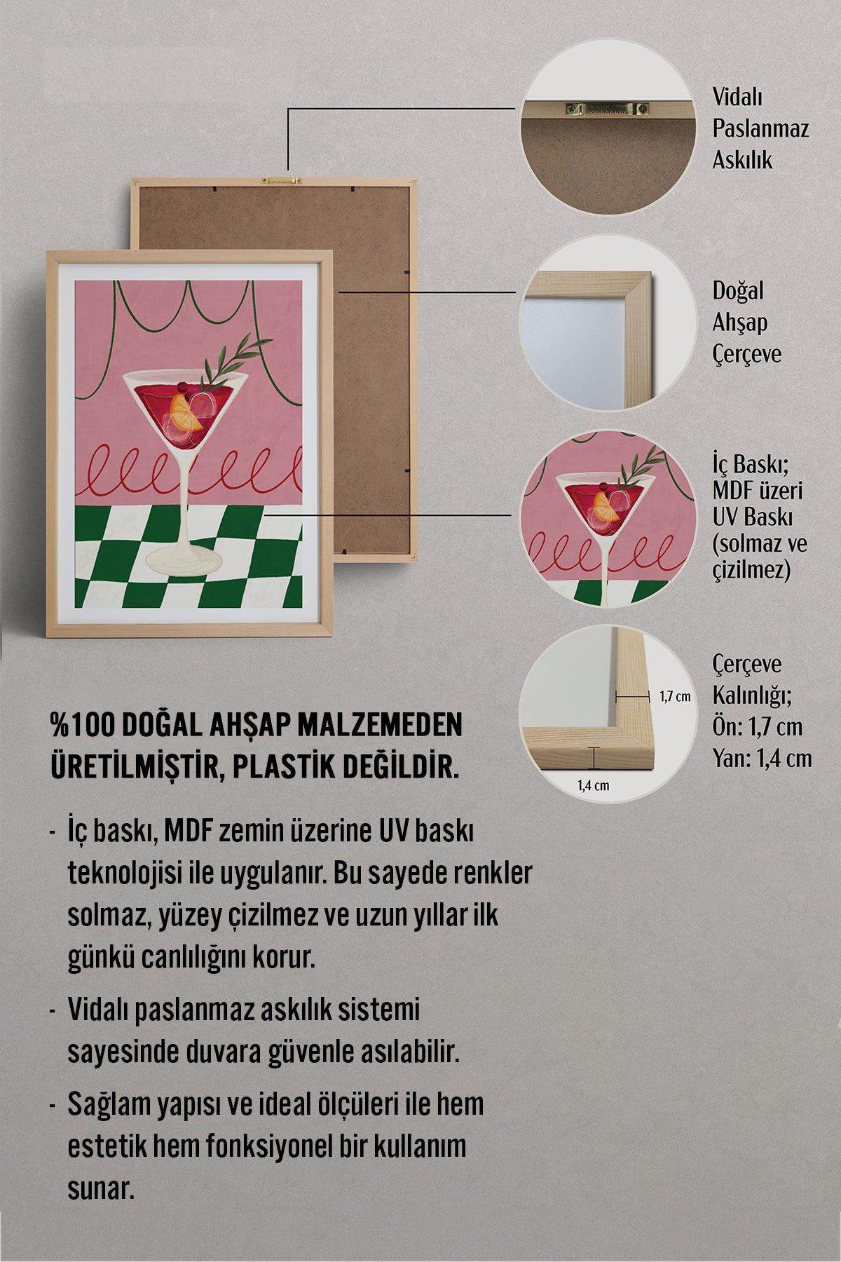 HOMEPACK Ahşap Çerçeveli Tablo Çerçeveli Poster Sanatsal Modern Duvar Dekoru BEK-8120