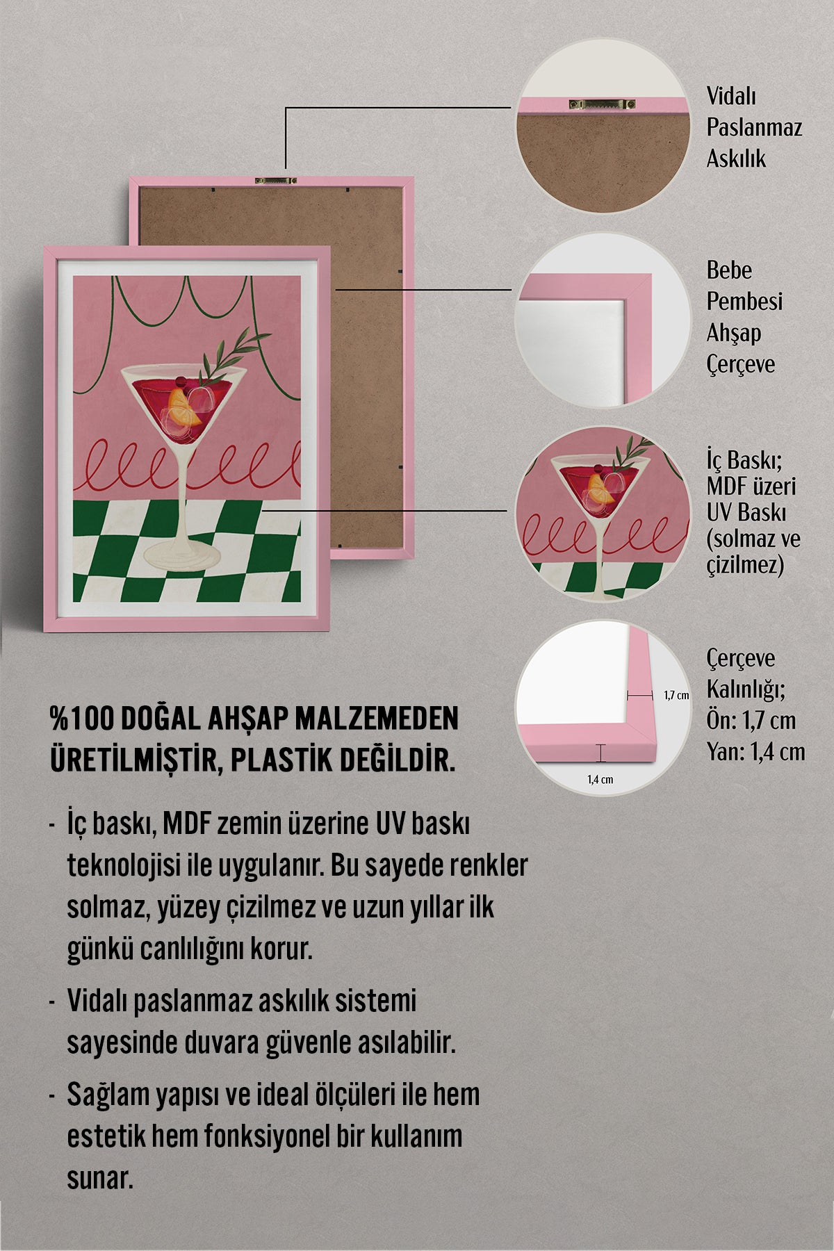 HOMEPACK Ahşap Çerçeveli Tablo Çerçeveli Poster Sanatsal Modern Duvar Dekoru BEK-8120