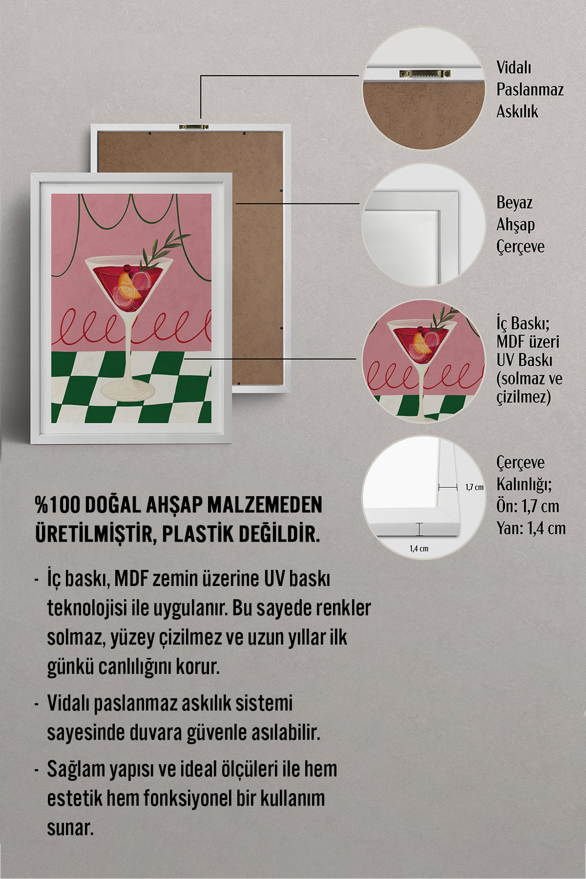HOMEPACK Ahşap Çerçeveli Tablo Çerçeveli Poster Sanatsal Modern Duvar Dekoru BEK-8120