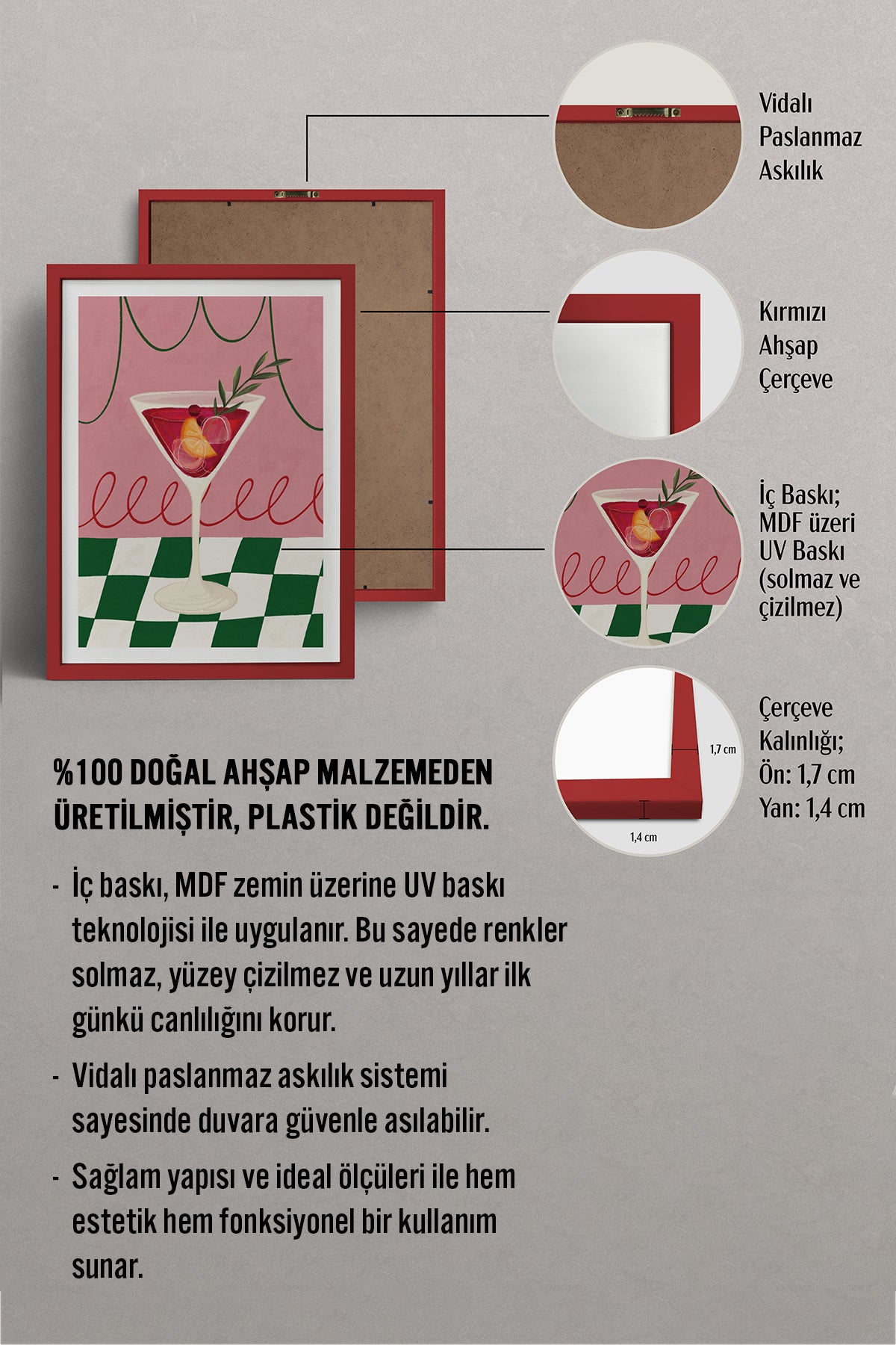 HOMEPACK Ahşap Çerçeveli Tablo Çerçeveli Poster Sanatsal Modern Duvar Dekoru BEK-8120
