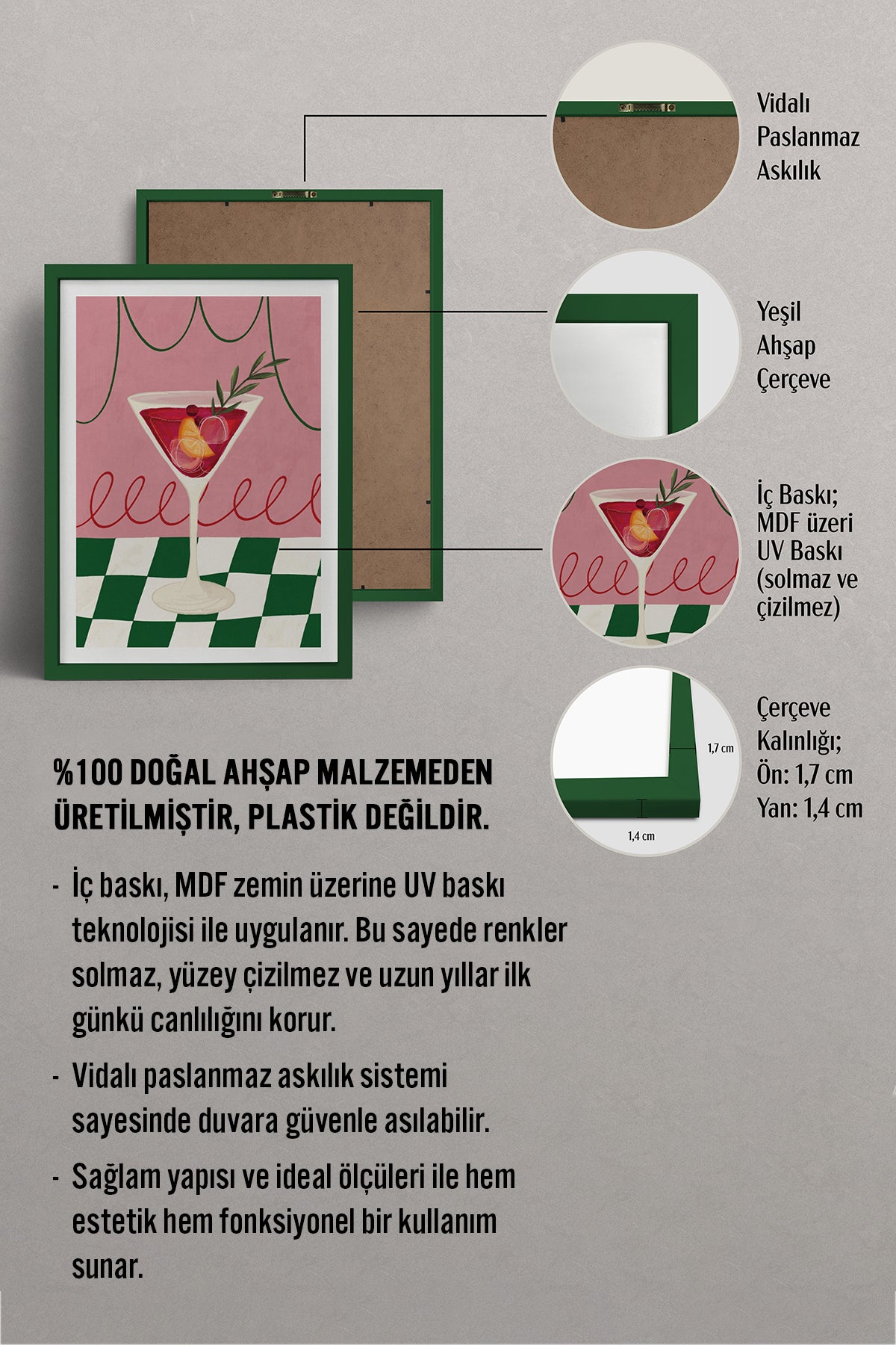 HOMEPACK Ahşap Çerçeveli Tablo Çerçeveli Poster Sanatsal Modern Duvar Dekoru BEK-8120
