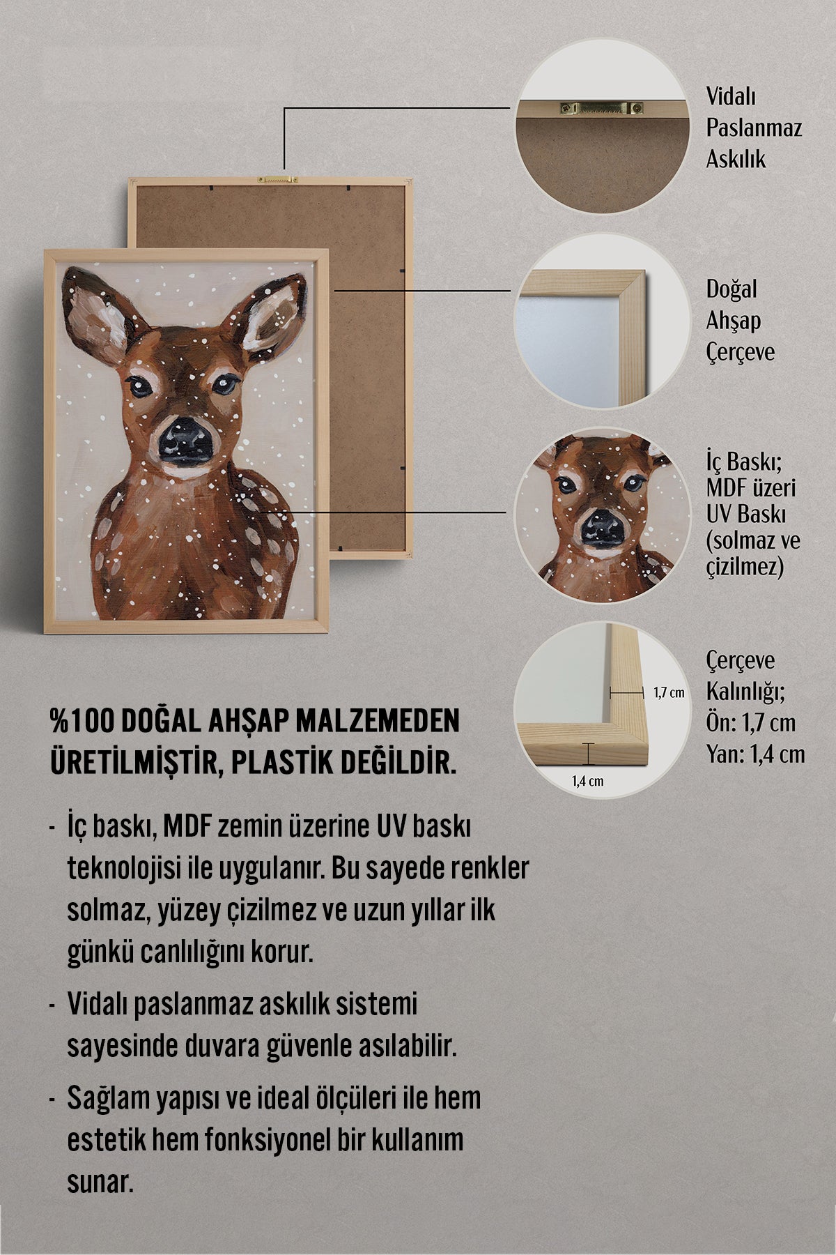 HOMEPACK Ahşap Çerçeveli Tablo Çerçeveli Poster Sanatsal Modern Duvar Dekoru BEK-8122