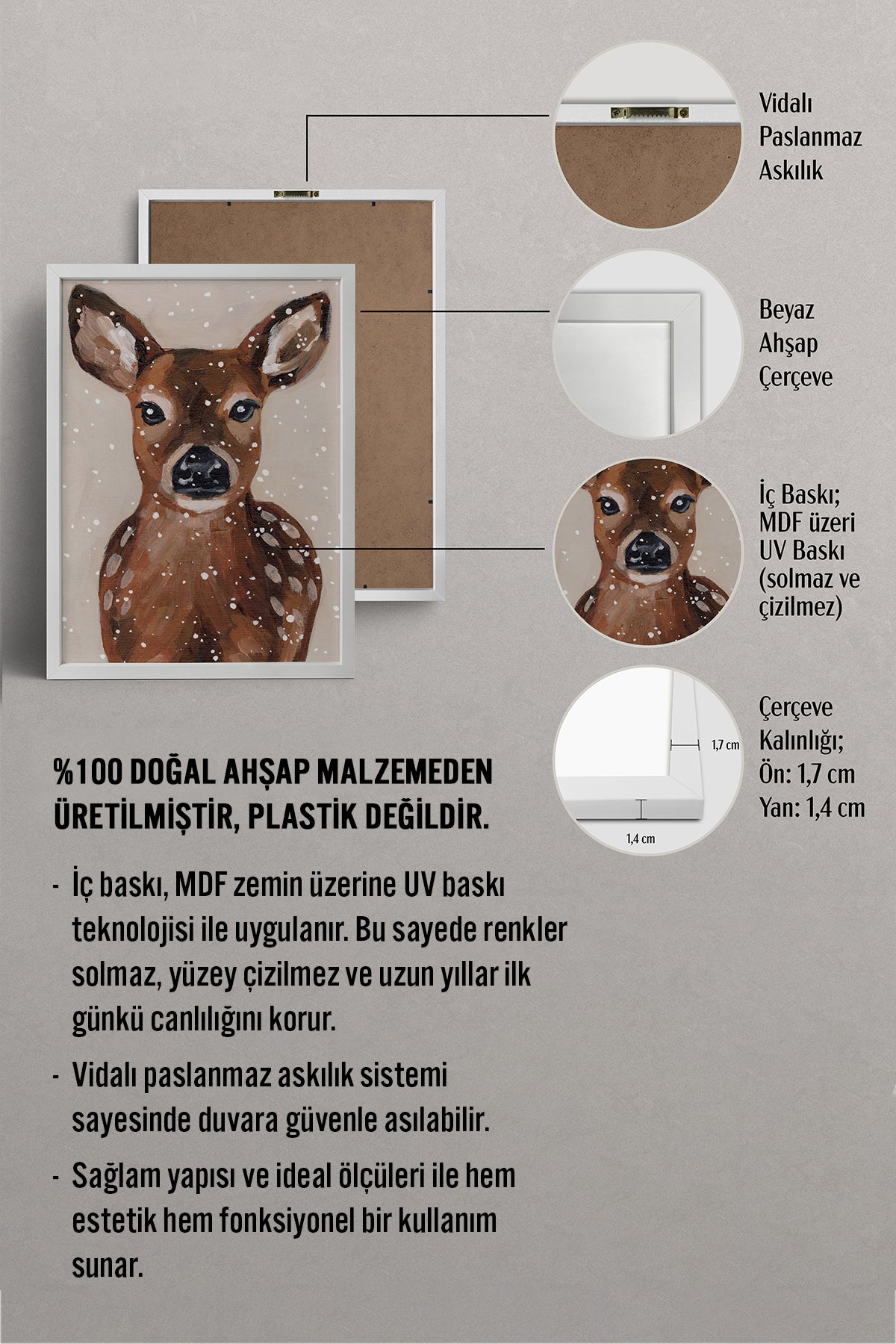 HOMEPACK Ahşap Çerçeveli Tablo Çerçeveli Poster Sanatsal Modern Duvar Dekoru BEK-8122