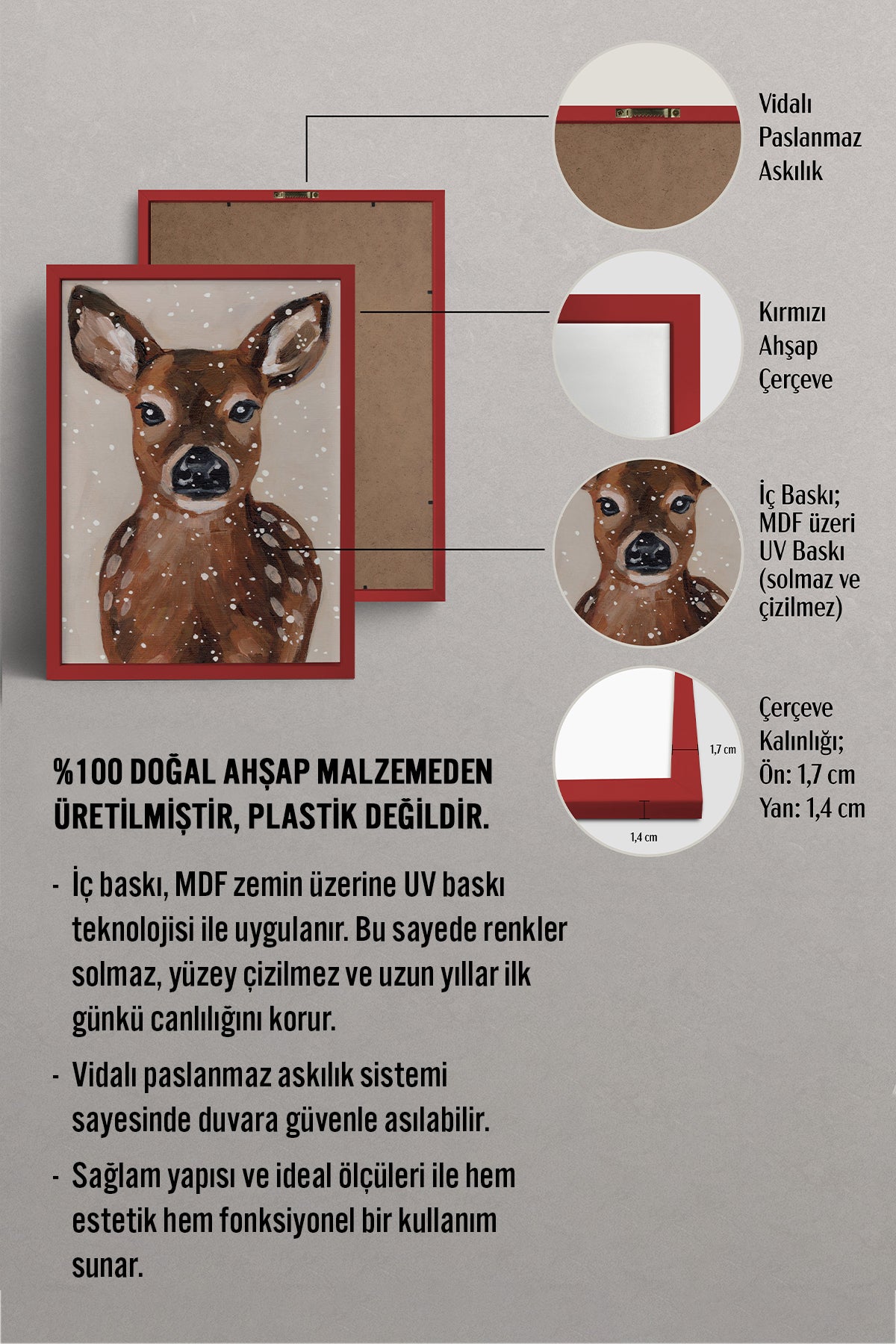 HOMEPACK Ahşap Çerçeveli Tablo Çerçeveli Poster Sanatsal Modern Duvar Dekoru BEK-8122