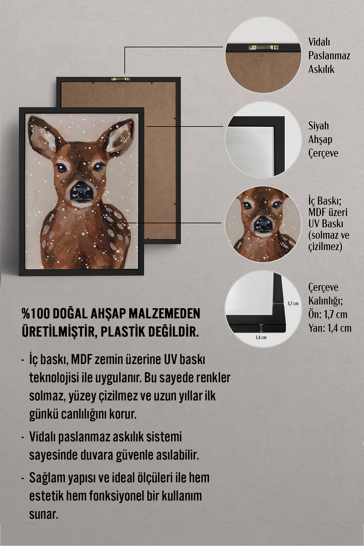 HOMEPACK Ahşap Çerçeveli Tablo Çerçeveli Poster Sanatsal Modern Duvar Dekoru BEK-8122