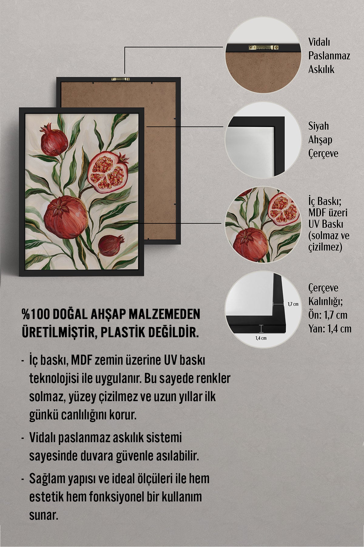 HOMEPACK Ahşap Çerçeveli Tablo Çerçeveli Poster Sanatsal Modern Duvar Dekoru BEK-8123