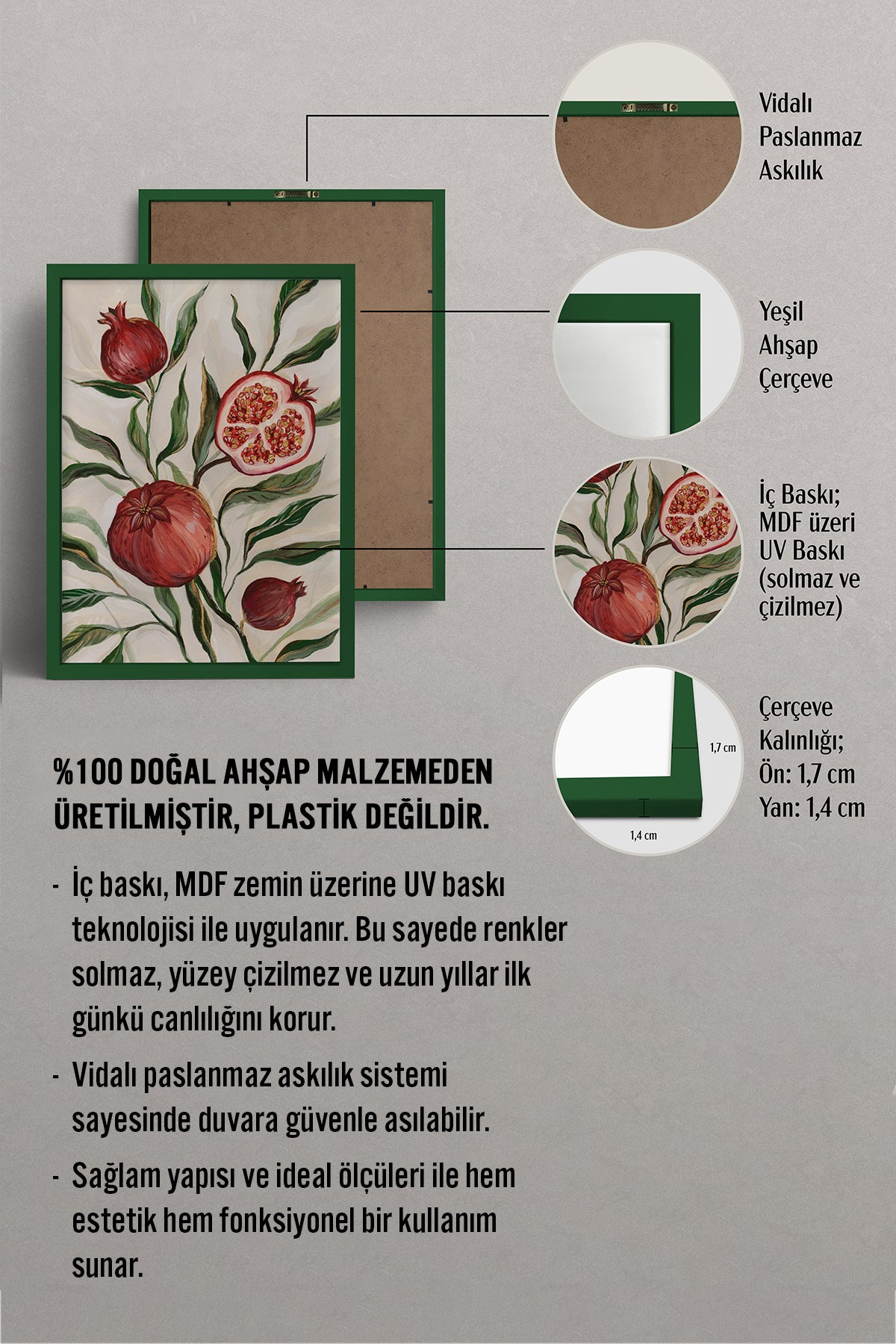HOMEPACK Ahşap Çerçeveli Tablo Çerçeveli Poster Sanatsal Modern Duvar Dekoru BEK-8123