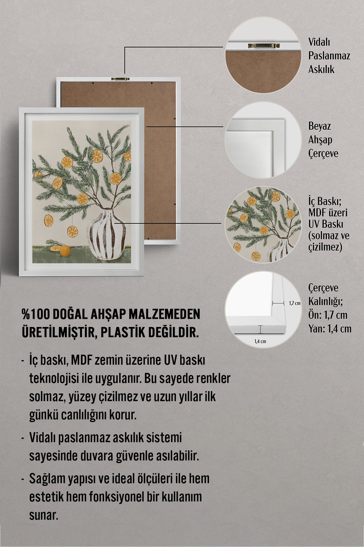 HOMEPACK Ahşap Çerçeveli Tablo Çerçeveli Poster Sanatsal Modern Duvar Dekoru BEK-8124