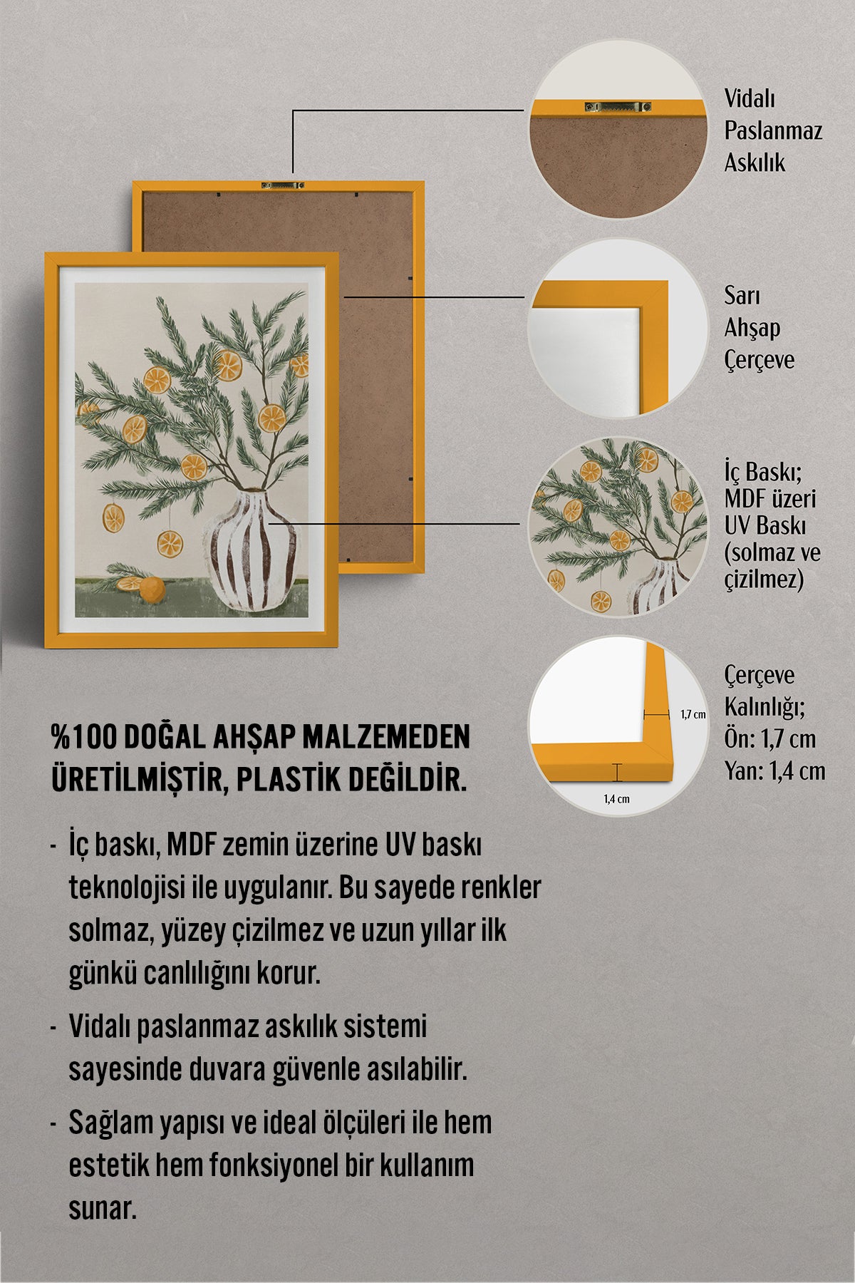 HOMEPACK Ahşap Çerçeveli Tablo Çerçeveli Poster Sanatsal Modern Duvar Dekoru BEK-8124
