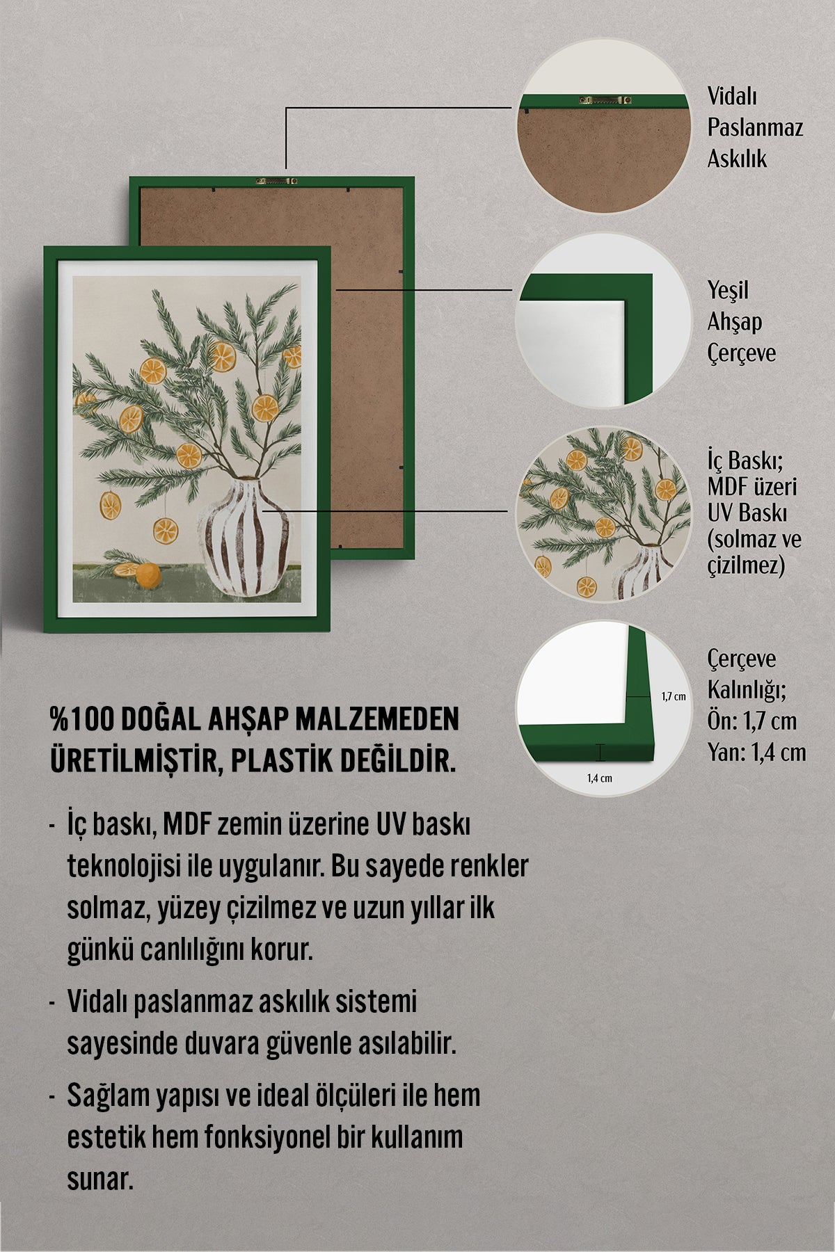 HOMEPACK Ahşap Çerçeveli Tablo Çerçeveli Poster Sanatsal Modern Duvar Dekoru BEK-8124