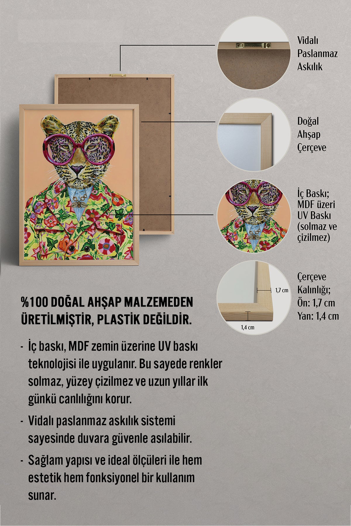 HOMEPACK Ahşap Çerçeveli Tablo Çerçeveli Poster Sanatsal Modern Duvar Dekoru BEK-8125