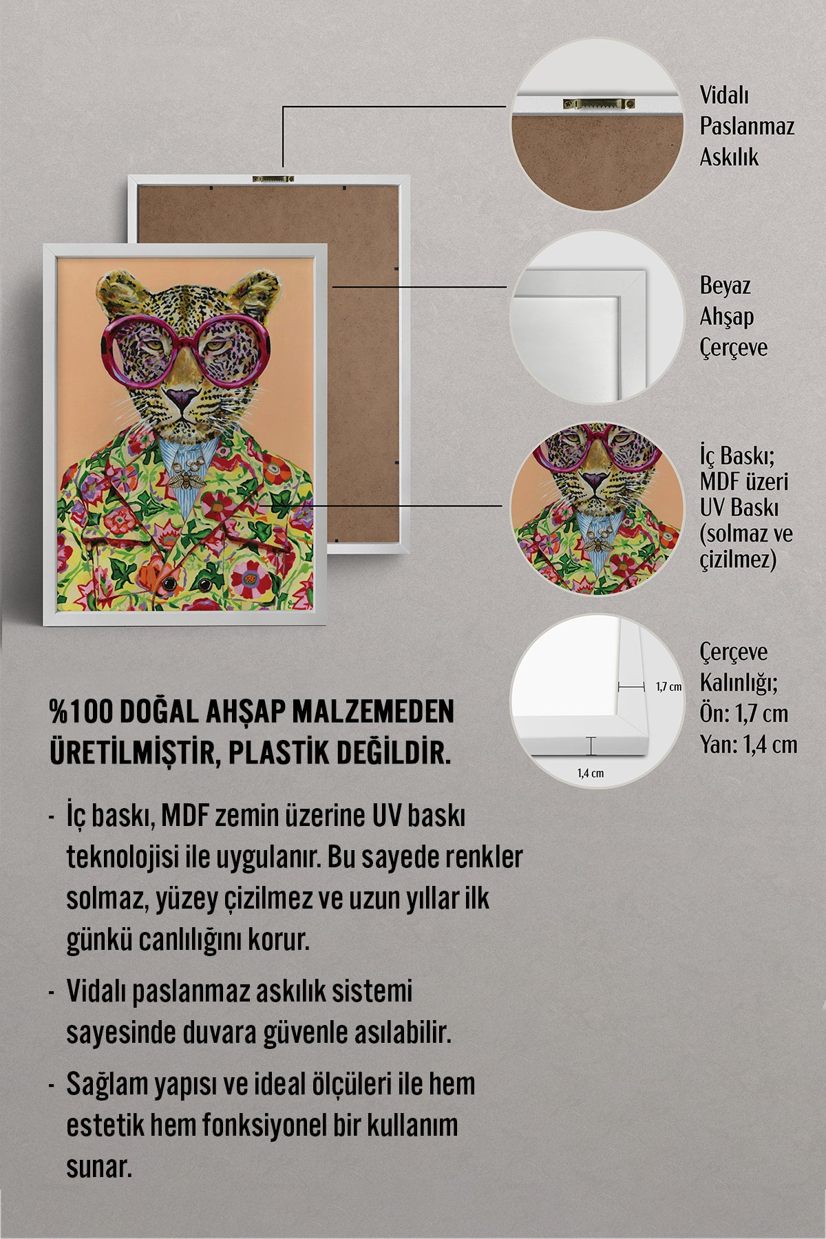 HOMEPACK Ahşap Çerçeveli Tablo Çerçeveli Poster Sanatsal Modern Duvar Dekoru BEK-8125