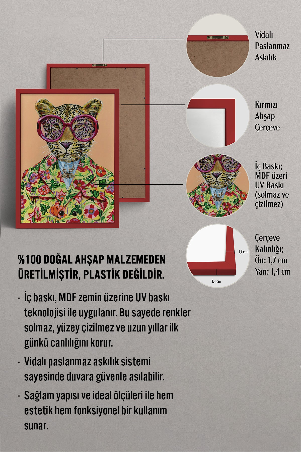 HOMEPACK Ahşap Çerçeveli Tablo Çerçeveli Poster Sanatsal Modern Duvar Dekoru BEK-8125