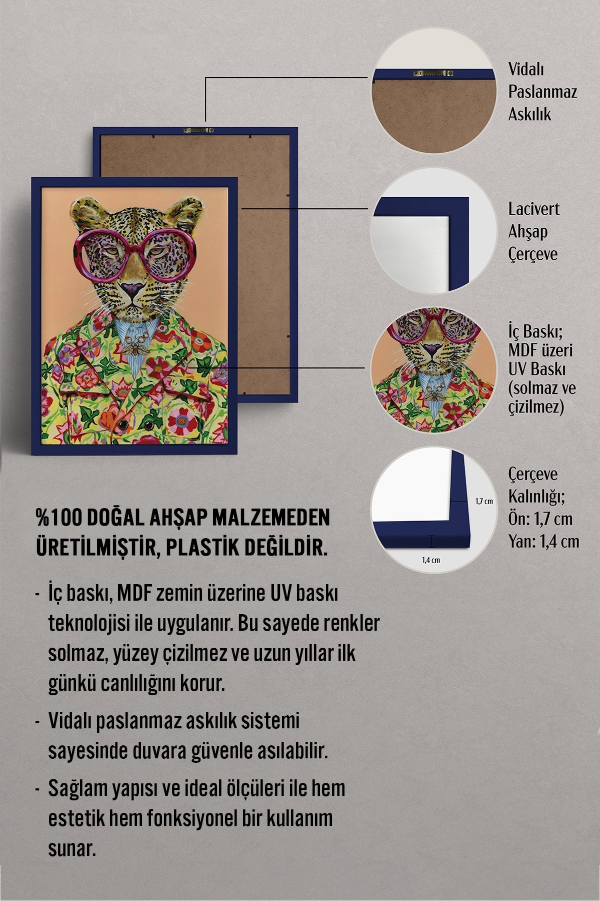 HOMEPACK Ahşap Çerçeveli Tablo Çerçeveli Poster Sanatsal Modern Duvar Dekoru BEK-8125