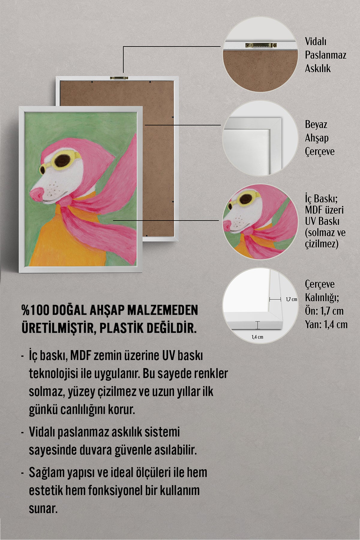 HOMEPACK Ahşap Çerçeveli Tablo Çerçeveli Poster Sanatsal Modern Duvar Dekoru BEK-8126