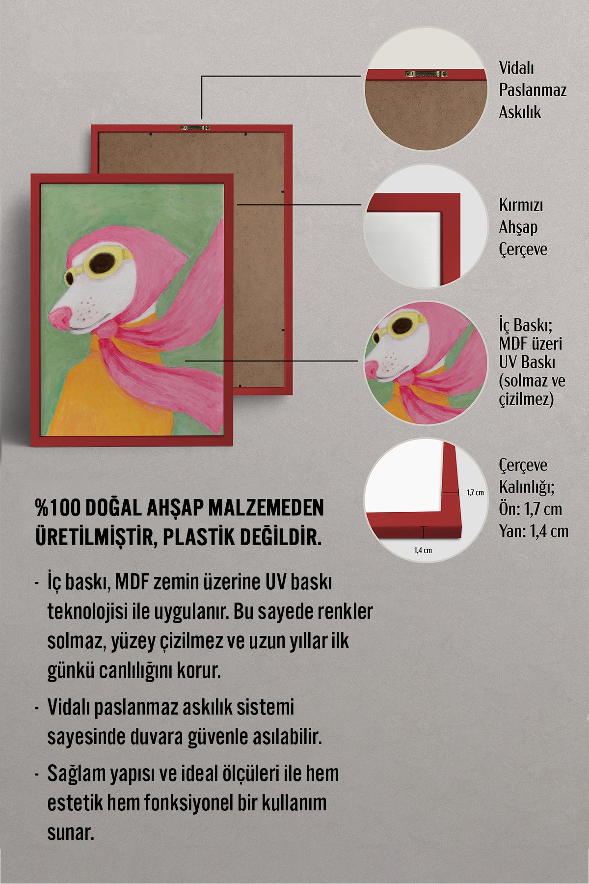 HOMEPACK Ahşap Çerçeveli Tablo Çerçeveli Poster Sanatsal Modern Duvar Dekoru BEK-8126