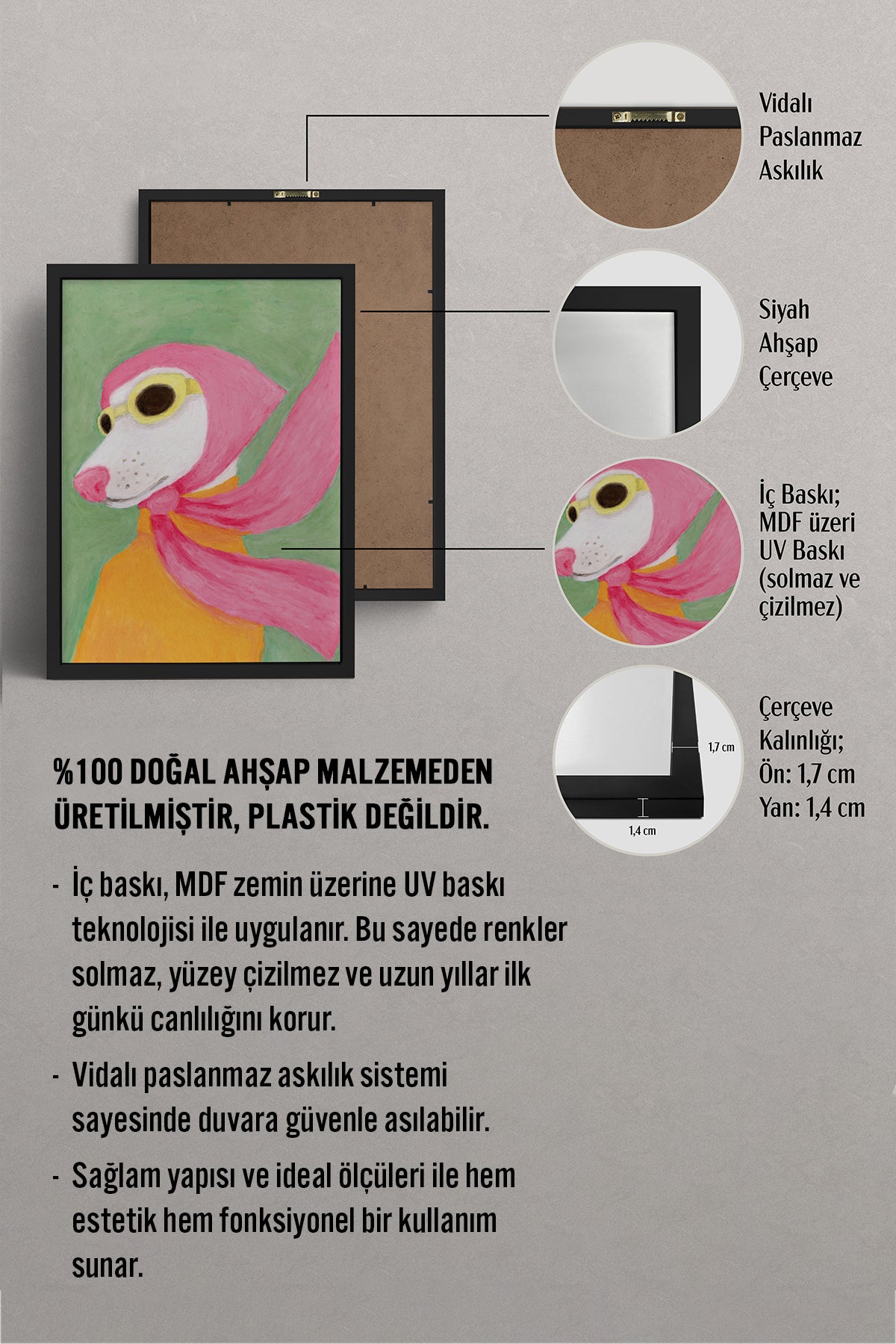 HOMEPACK Ahşap Çerçeveli Tablo Çerçeveli Poster Sanatsal Modern Duvar Dekoru BEK-8126