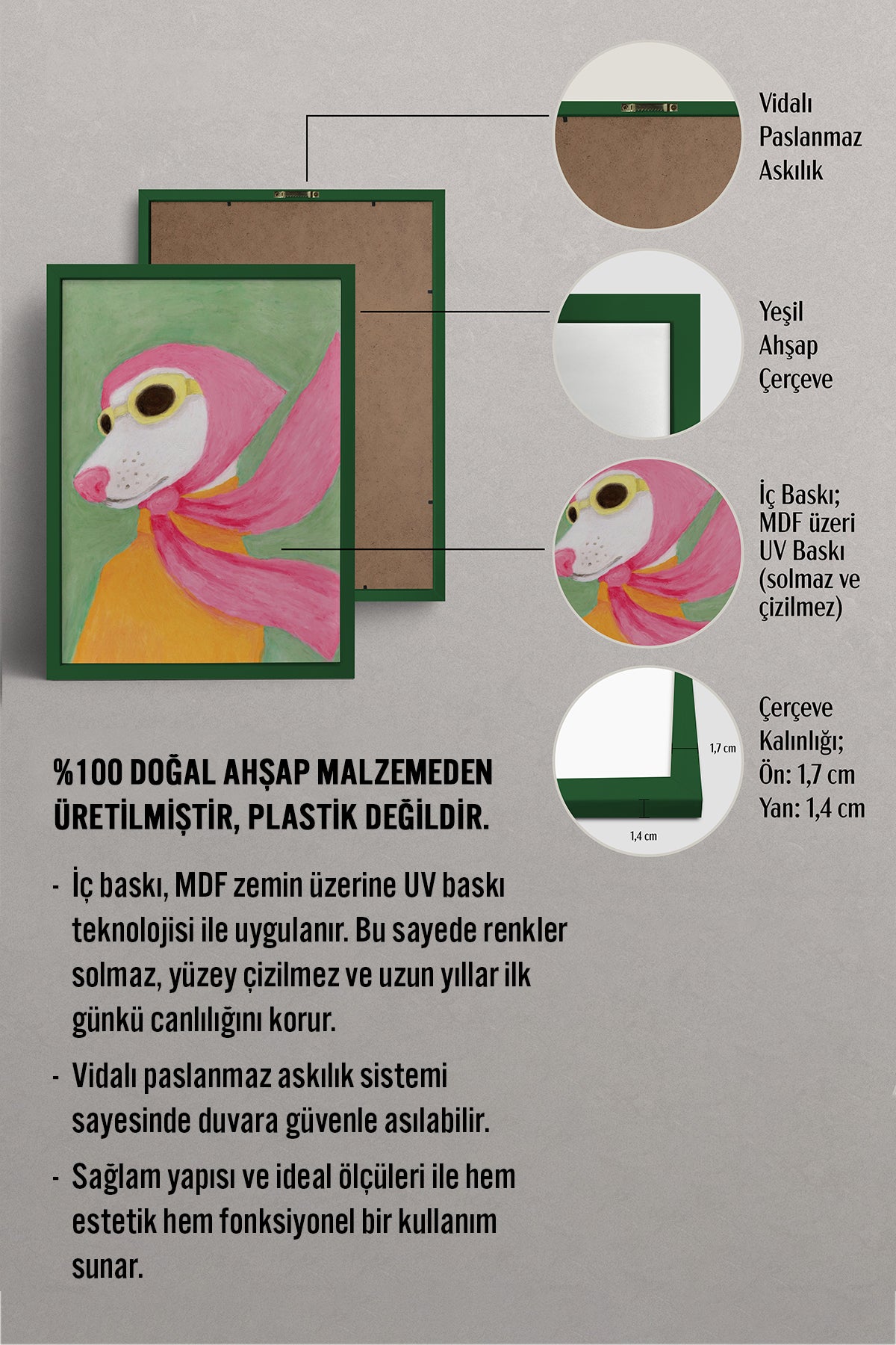 HOMEPACK Ahşap Çerçeveli Tablo Çerçeveli Poster Sanatsal Modern Duvar Dekoru BEK-8126