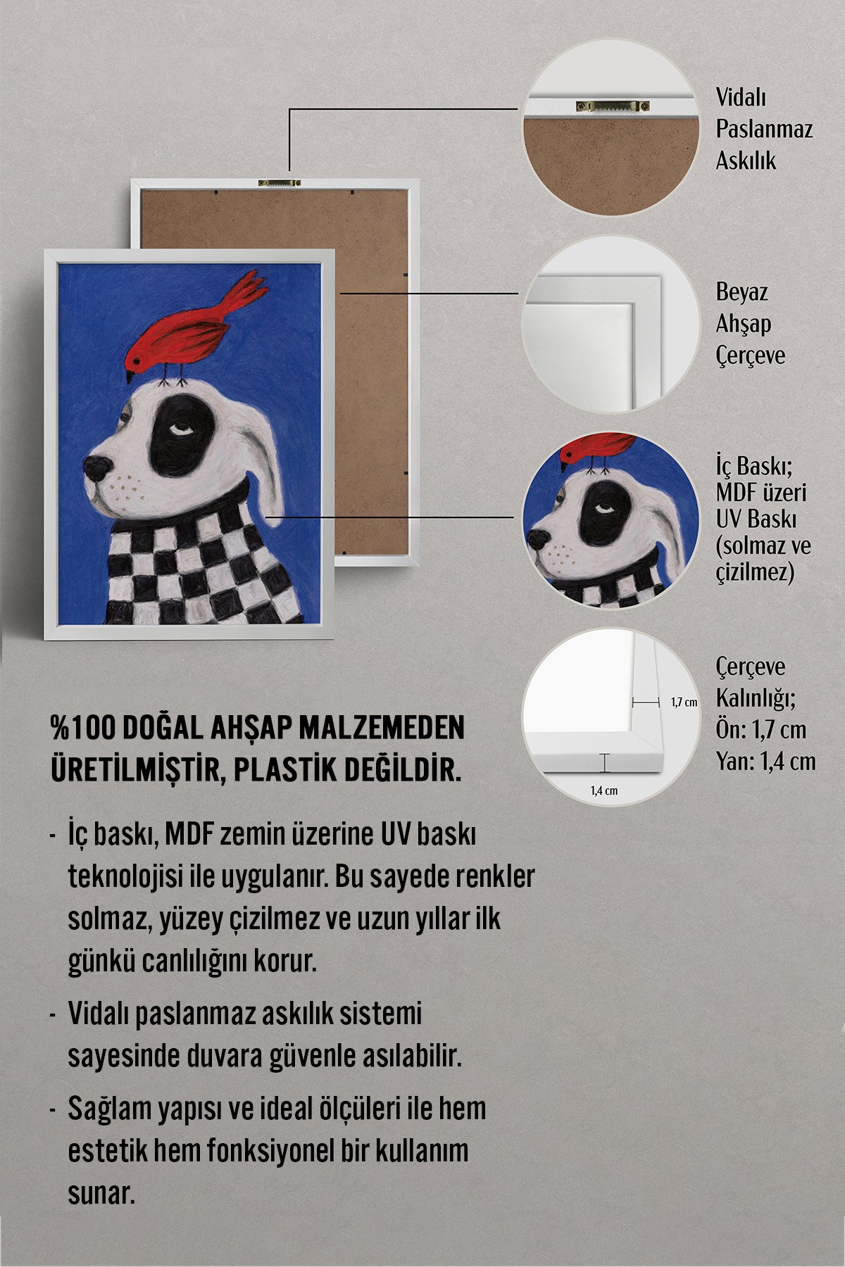 HOMEPACK Ahşap Çerçeveli Tablo Çerçeveli Poster Sanatsal Modern Duvar Dekoru BEK-8127