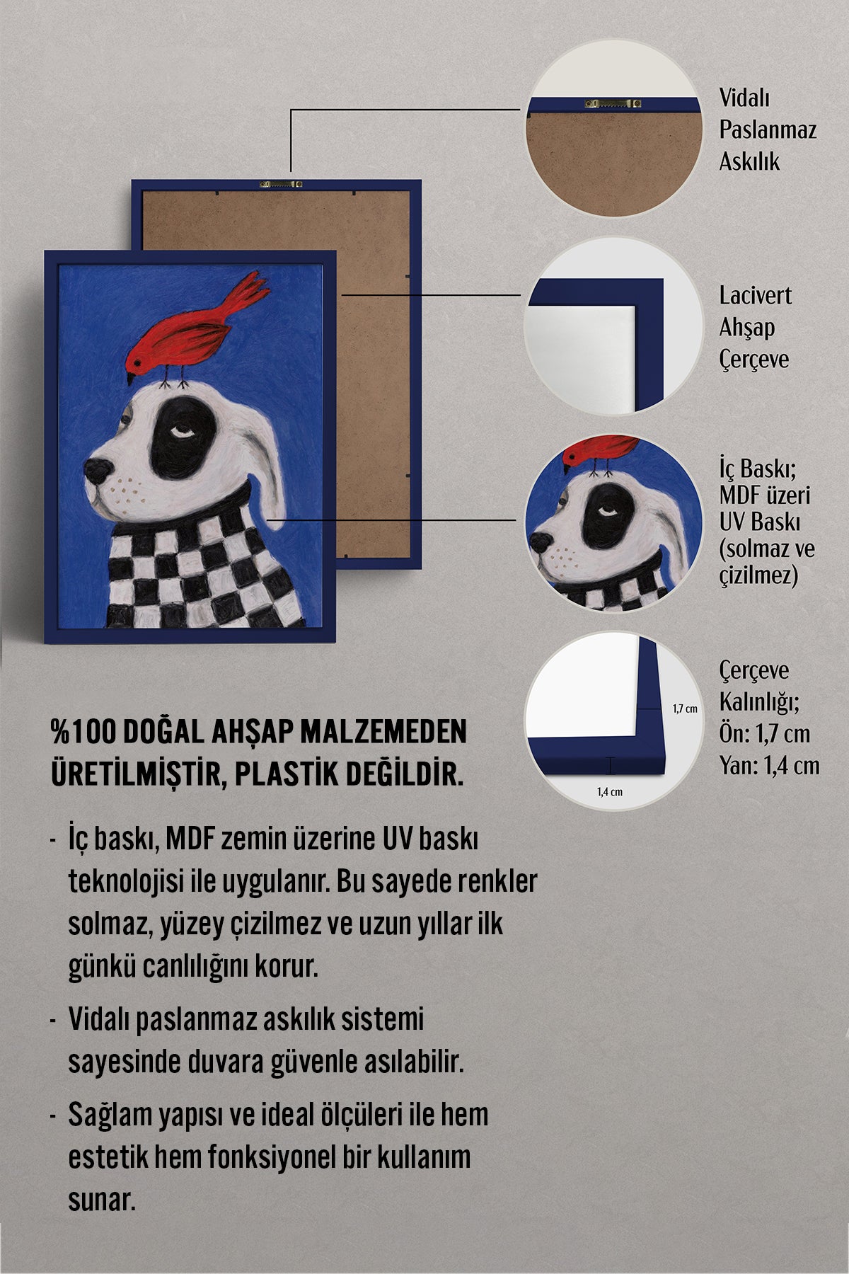 HOMEPACK Ahşap Çerçeveli Tablo Çerçeveli Poster Sanatsal Modern Duvar Dekoru BEK-8127