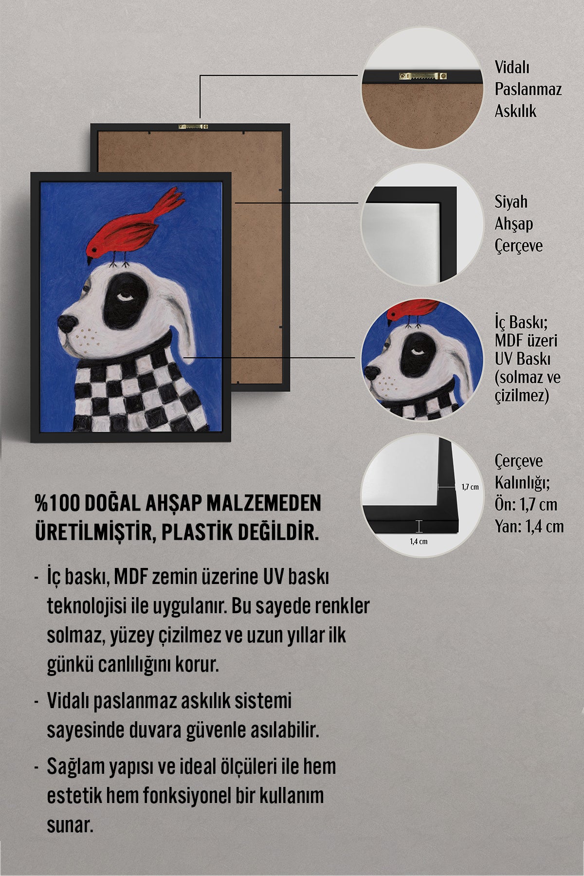 HOMEPACK Ahşap Çerçeveli Tablo Çerçeveli Poster Sanatsal Modern Duvar Dekoru BEK-8127