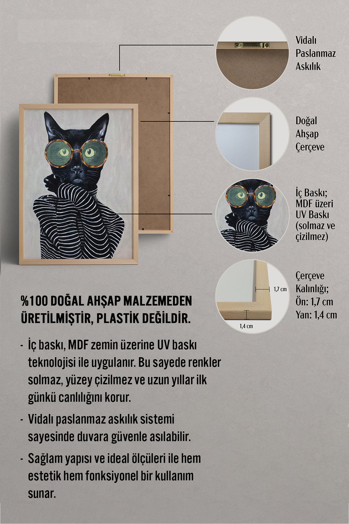 HOMEPACK Ahşap Çerçeveli Tablo Çerçeveli Poster Sanatsal Modern Duvar Dekoru BEK-8128