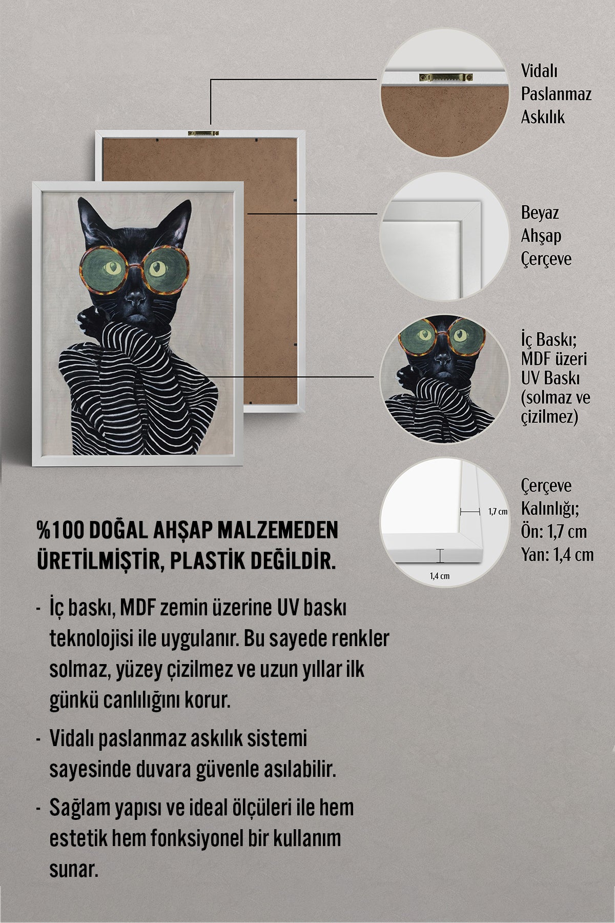 HOMEPACK Ahşap Çerçeveli Tablo Çerçeveli Poster Sanatsal Modern Duvar Dekoru BEK-8128