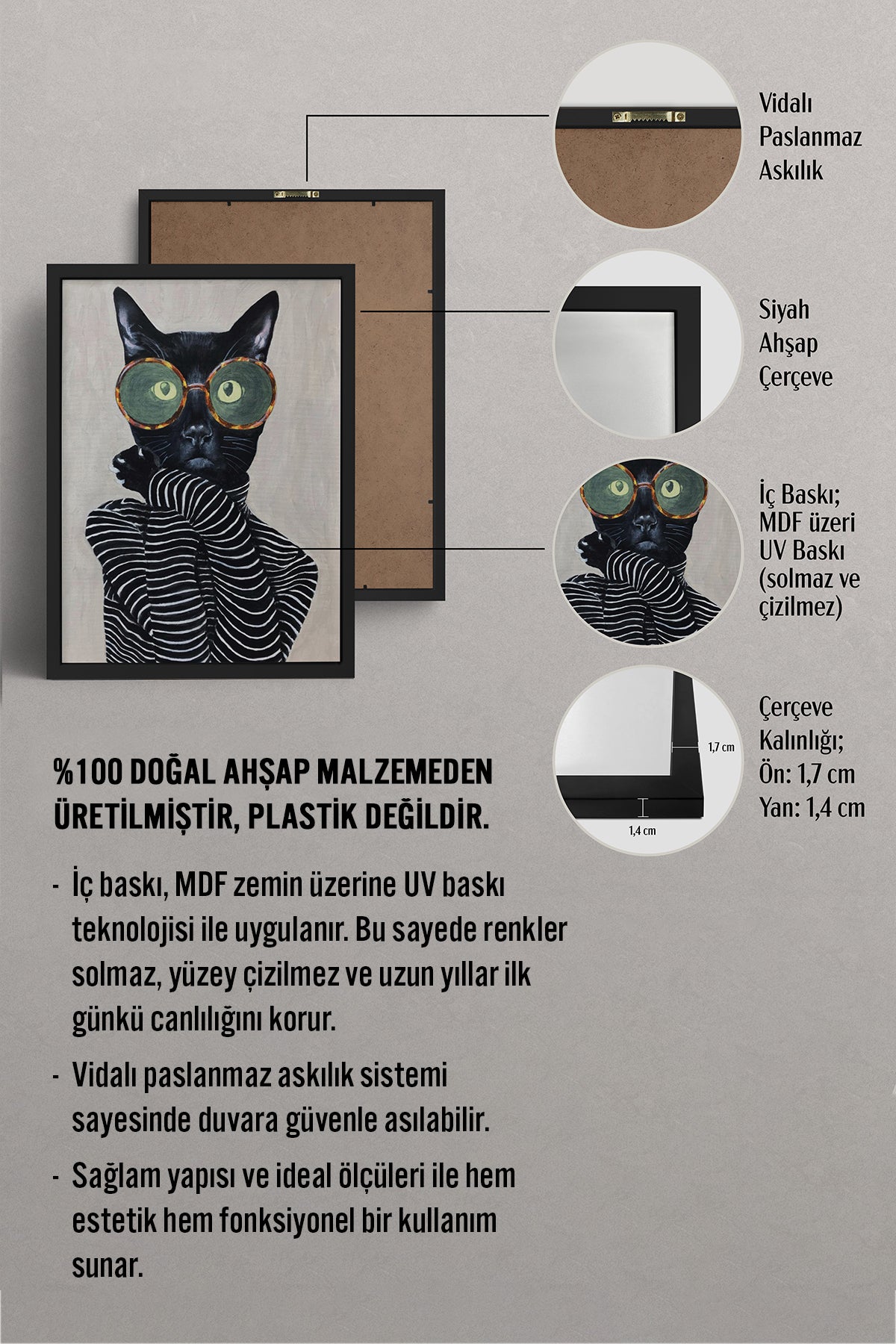 HOMEPACK Ahşap Çerçeveli Tablo Çerçeveli Poster Sanatsal Modern Duvar Dekoru BEK-8128