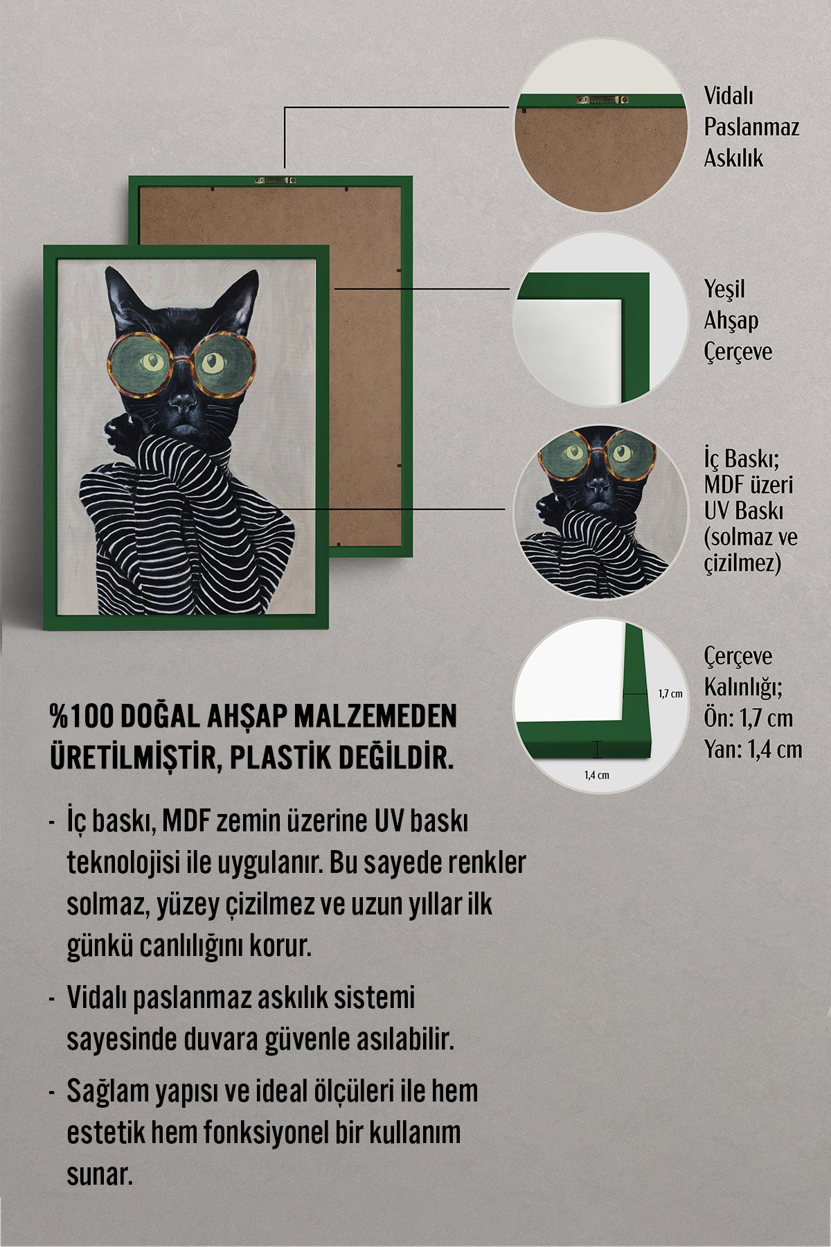 HOMEPACK Ahşap Çerçeveli Tablo Çerçeveli Poster Sanatsal Modern Duvar Dekoru BEK-8128