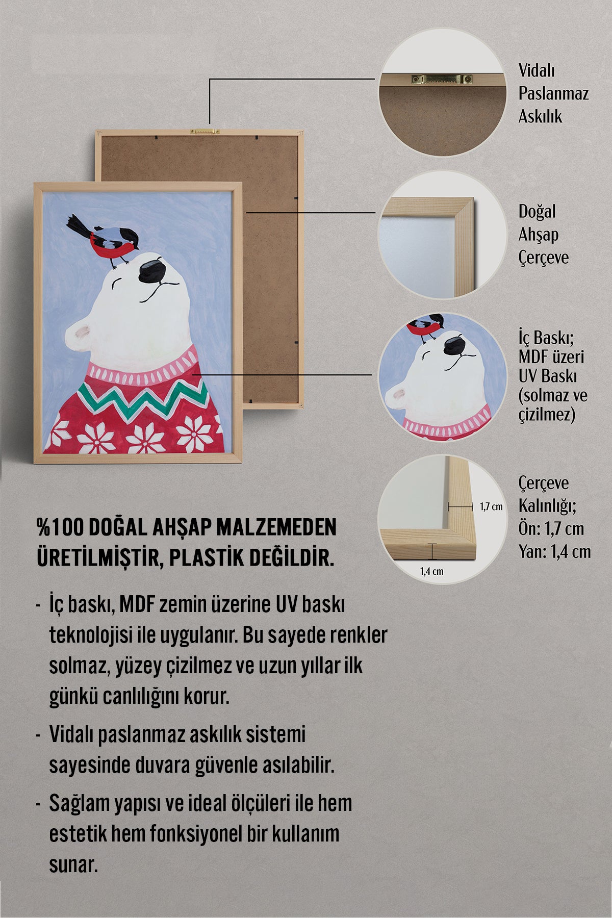 HOMEPACK Ahşap Çerçeveli Tablo Çerçeveli Poster Sanatsal Modern Duvar Dekoru BEK-8129